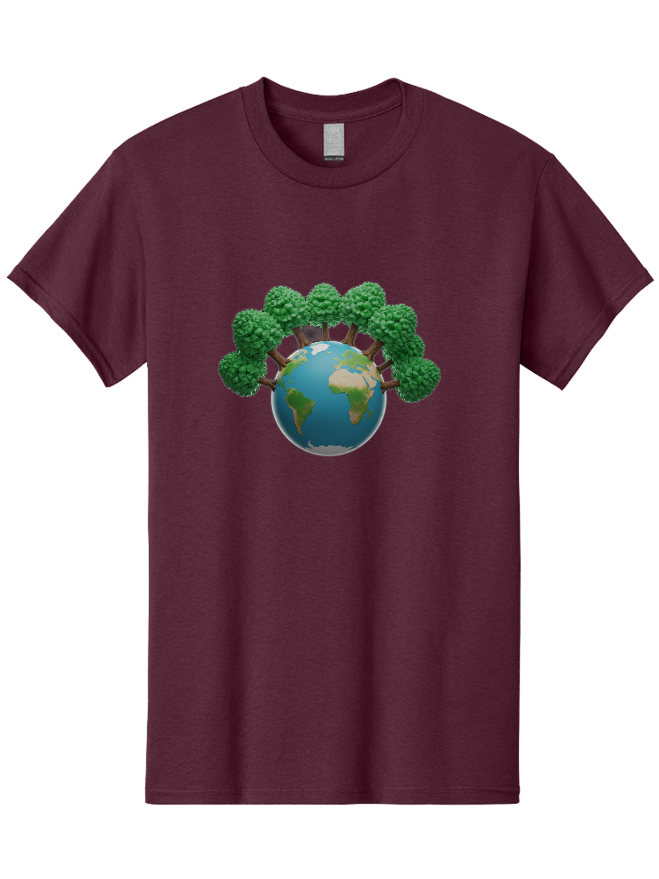 Globe-With-Trees Men'S Graphic Tee, 100% Cotton, Comfortable Casual Summer Wear, Machine Washable, Globe With Trees, Earth Illustration, Virus Concept, Environmental Awareness, Eco Friendly, Tree Hugging Earth, Coronavirus, Global Unity, Baa761