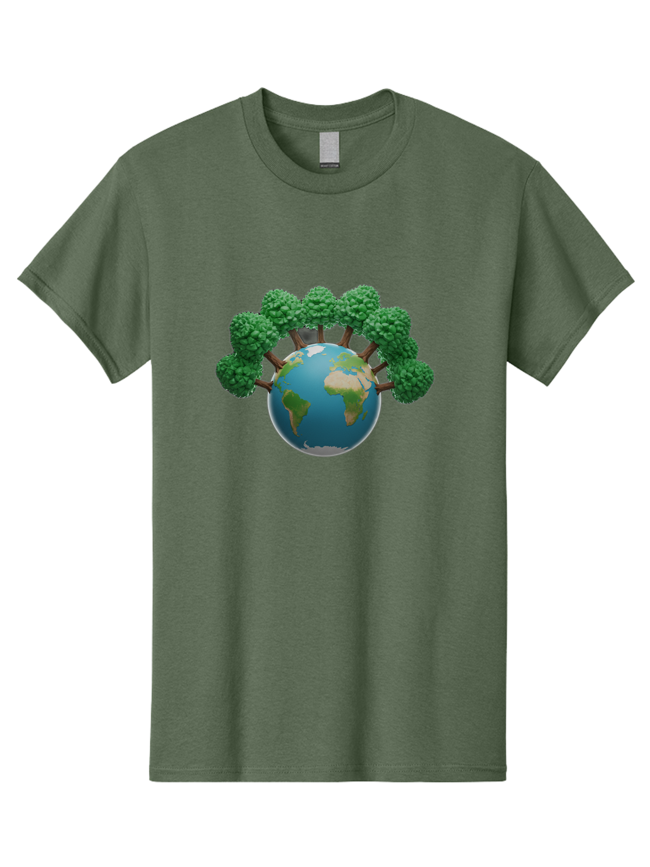 Globe-With-Trees Men'S Graphic Tee, 100% Cotton, Comfortable Casual Summer Wear, Machine Washable, Globe With Trees, Earth Illustration, Virus Concept, Environmental Awareness, Eco Friendly, Tree Hugging Earth, Coronavirus, Global Unity, Baa761