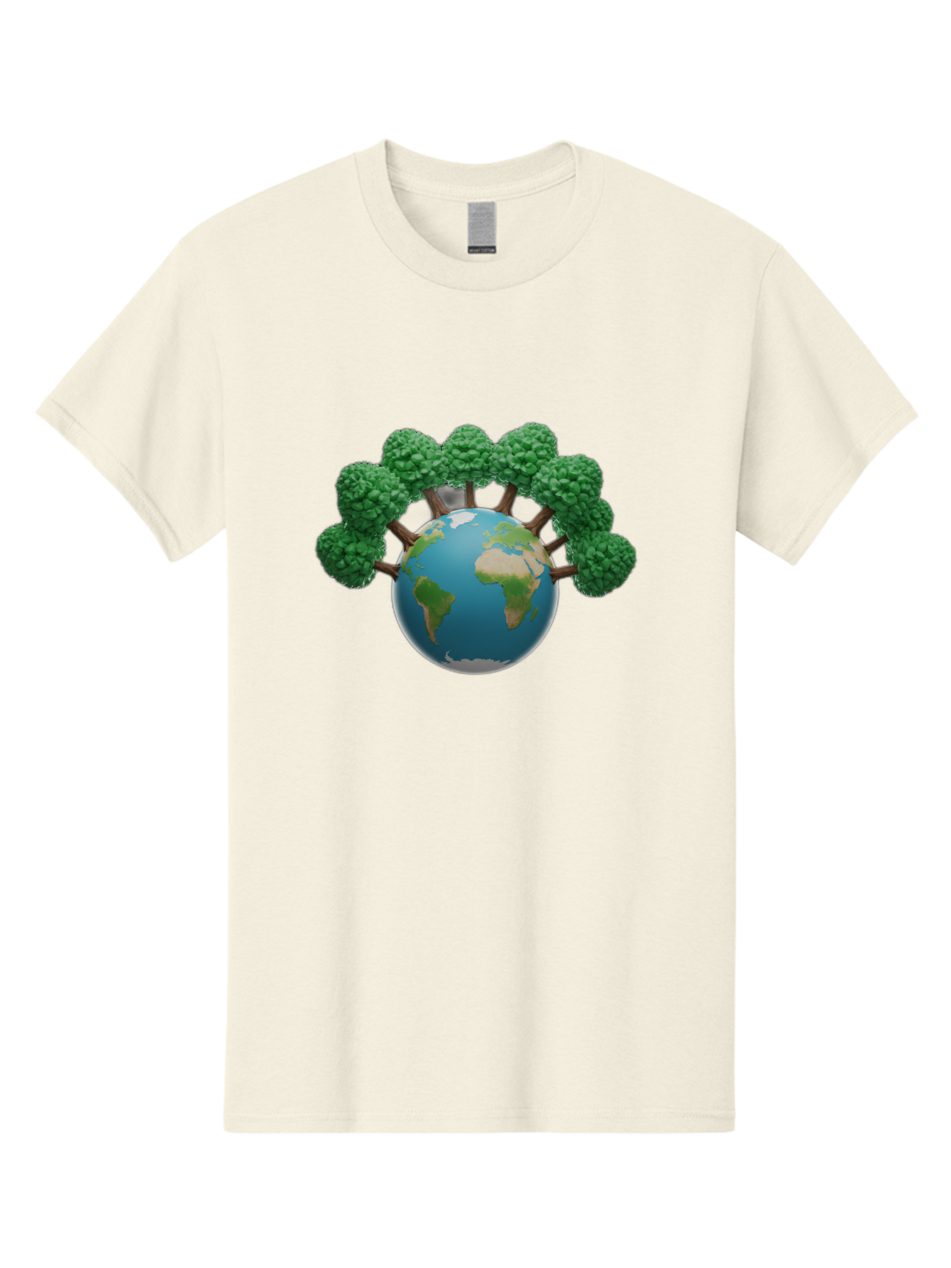 Globe-With-Trees Men'S Graphic Tee, 100% Cotton, Comfortable Casual Summer Wear, Machine Washable, Globe With Trees, Earth Illustration, Virus Concept, Environmental Awareness, Eco Friendly, Tree Hugging Earth, Coronavirus, Global Unity, Baa761