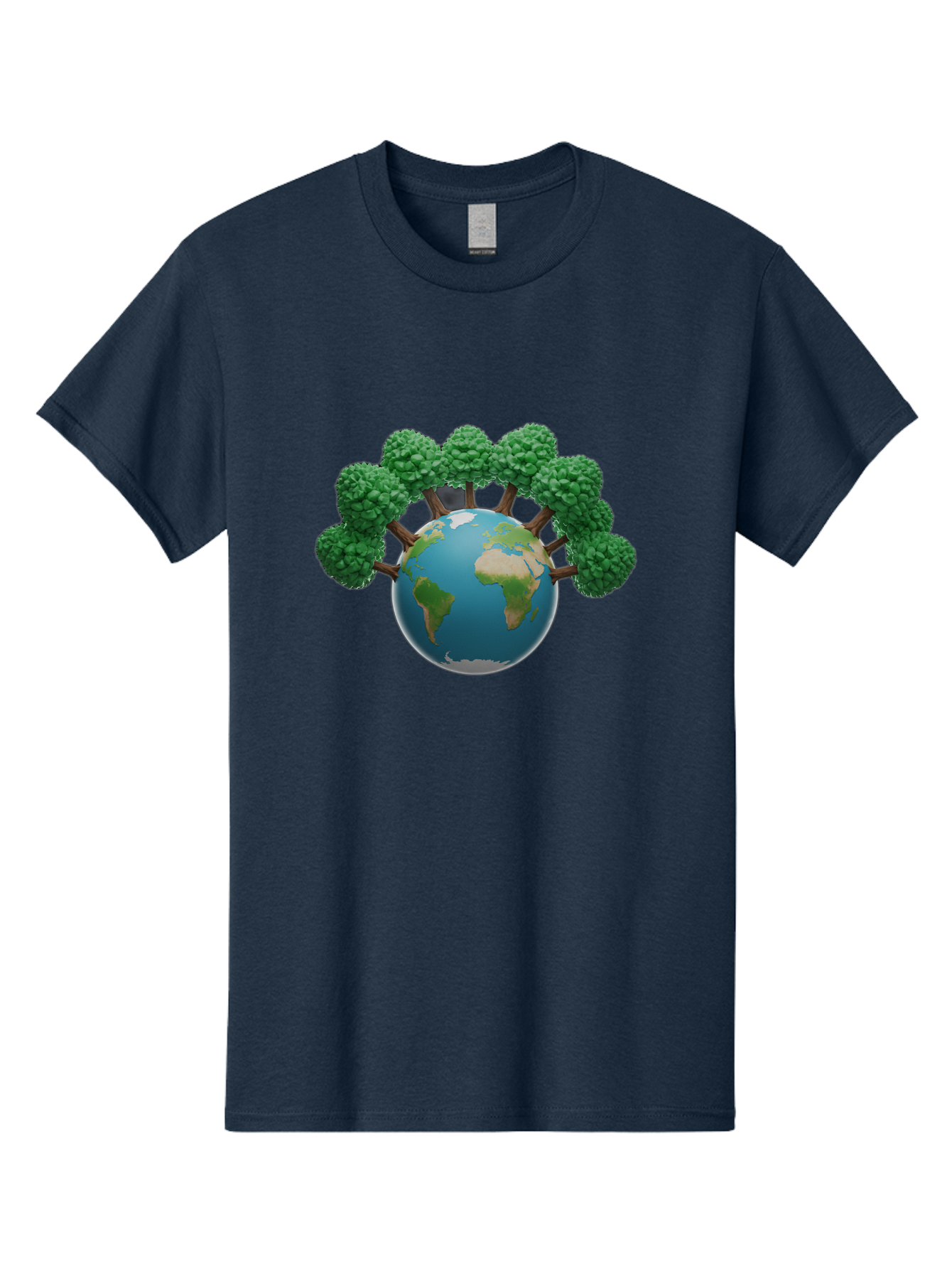 Globe-With-Trees Men'S Graphic Tee, 100% Cotton, Comfortable Casual Summer Wear, Machine Washable, Globe With Trees, Earth Illustration, Virus Concept, Environmental Awareness, Eco Friendly, Tree Hugging Earth, Coronavirus, Global Unity, Baa761
