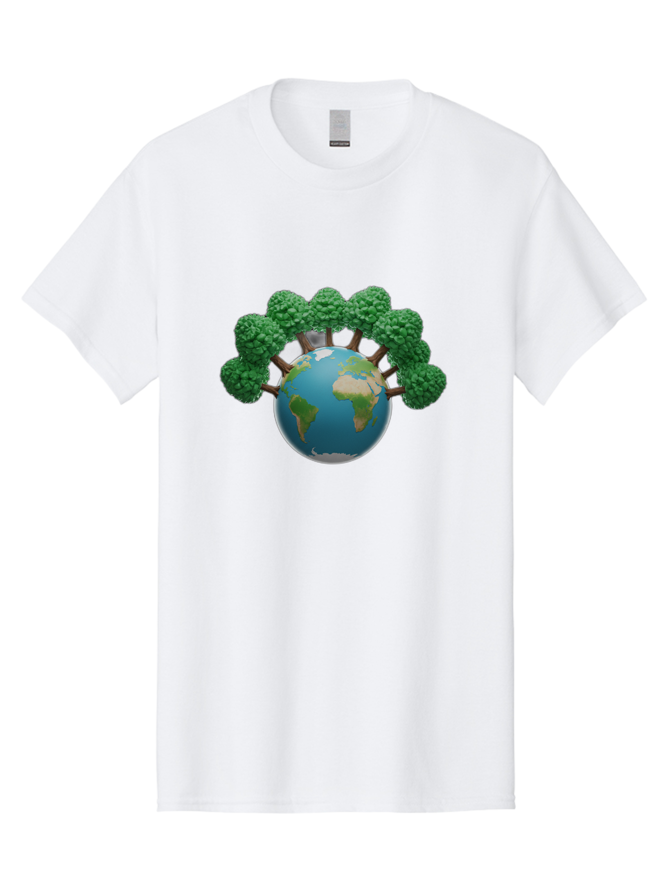 Globe-With-Trees Men'S Graphic Tee, 100% Cotton, Comfortable Casual Summer Wear, Machine Washable, Globe With Trees, Earth Illustration, Virus Concept, Environmental Awareness, Eco Friendly, Tree Hugging Earth, Coronavirus, Global Unity, Baa761