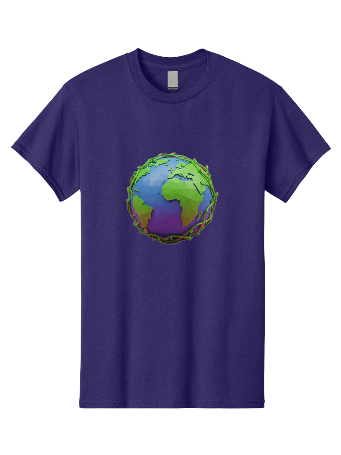 Globe-Wrapped-In-Chains Men'S Graphic Tee, 100% Cotton, Comfortable Casual Summer Wear, Machine Washable, 3D Globe, Chain-Like Vines Wrapping, Global Unity, Earthy Tones, Eco-Friendly Theme, Environmental Awareness, Natural Elements Baa763