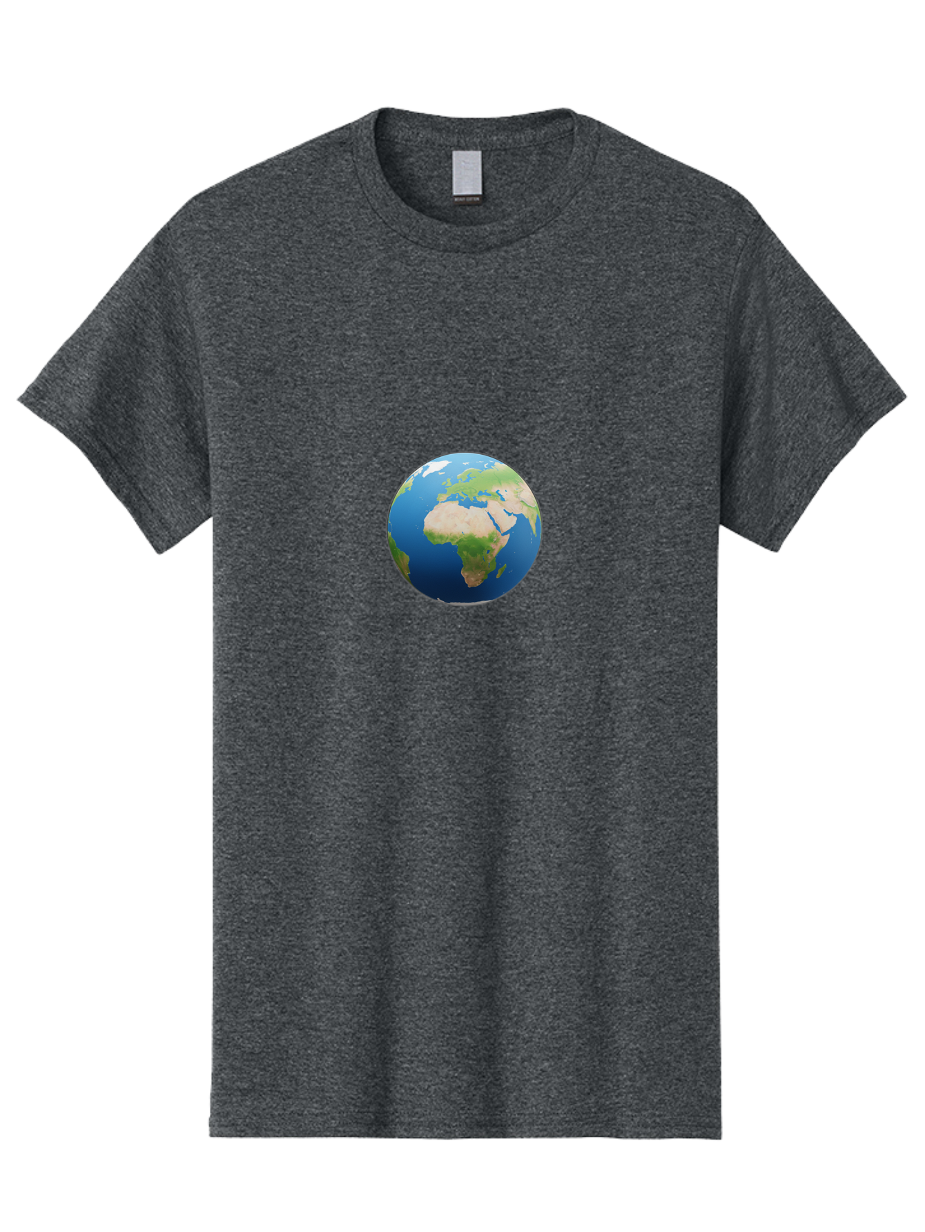 Globe Men'S Graphic Tee, 100% Cotton, Comfortable Casual Summer Wear, Machine Washable, Globe Showing Africa And Europe, World Map, Global View, International Geography, Planet Earth, Blue Oceans, Green Landmasses, 3D Rendering, Baa764