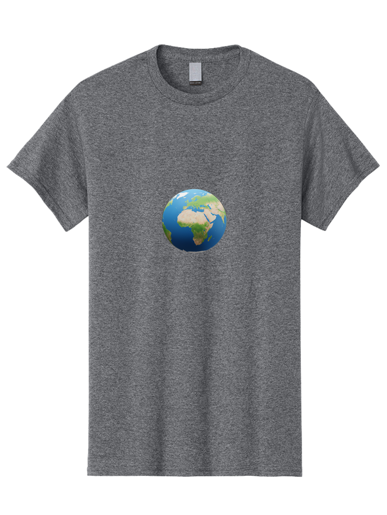 Globe Men'S Graphic Tee, 100% Cotton, Comfortable Casual Summer Wear, Machine Washable, Globe Showing Africa And Europe, World Map, Global View, International Geography, Planet Earth, Blue Oceans, Green Landmasses, 3D Rendering, Baa764