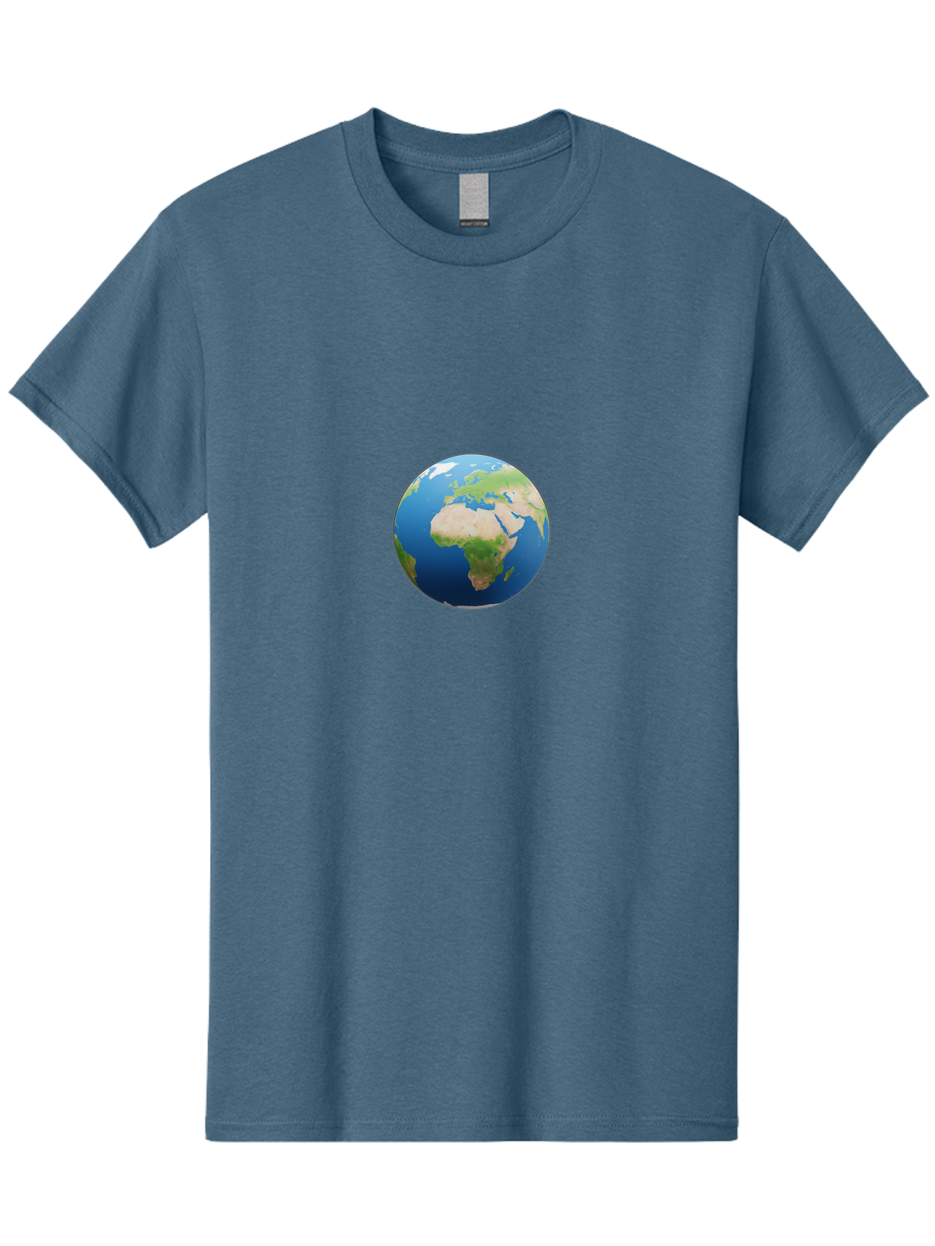 Globe Men'S Graphic Tee, 100% Cotton, Comfortable Casual Summer Wear, Machine Washable, Globe Showing Africa And Europe, World Map, Global View, International Geography, Planet Earth, Blue Oceans, Green Landmasses, 3D Rendering, Baa764