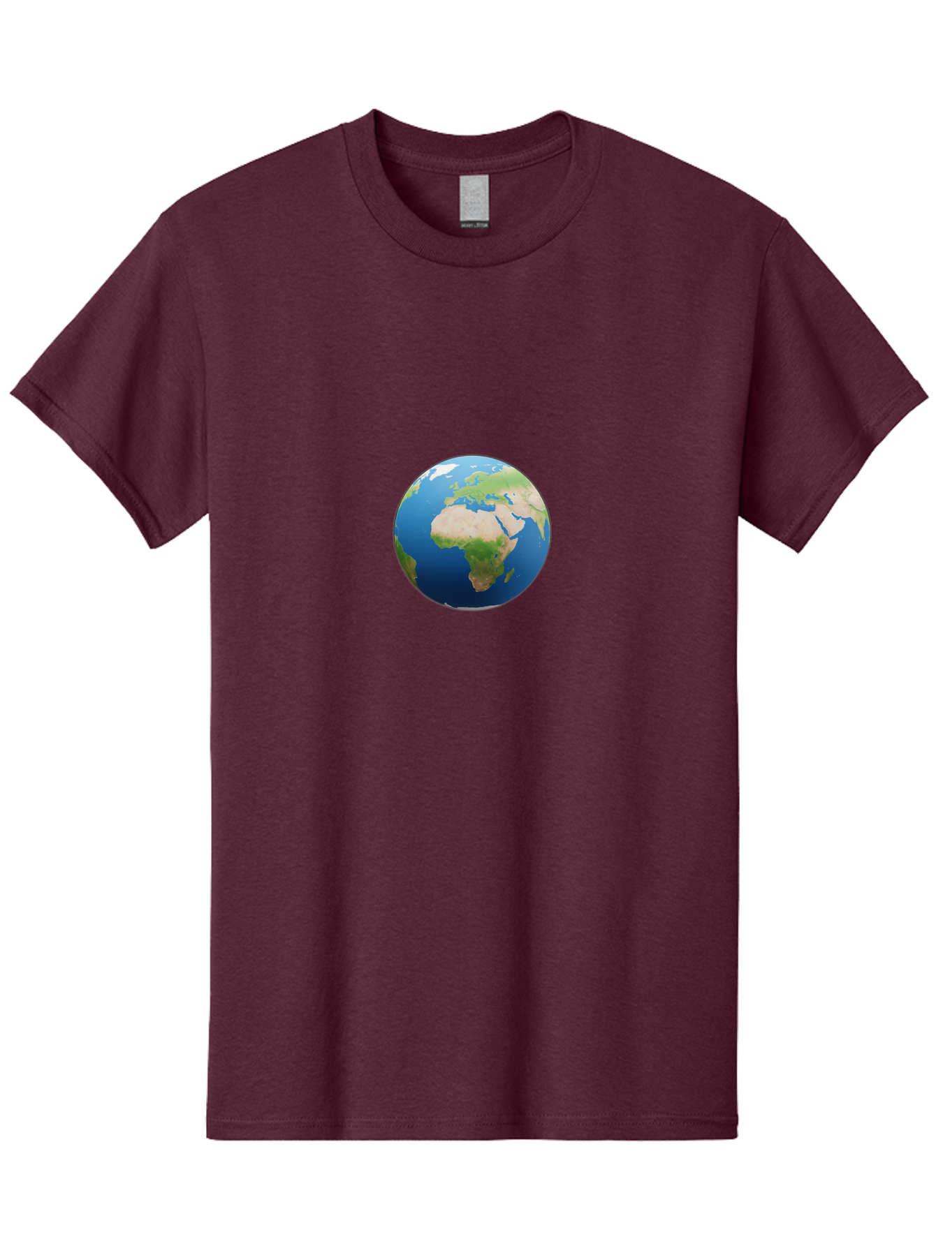 Globe Men'S Graphic Tee, 100% Cotton, Comfortable Casual Summer Wear, Machine Washable, Globe Showing Africa And Europe, World Map, Global View, International Geography, Planet Earth, Blue Oceans, Green Landmasses, 3D Rendering, Baa764