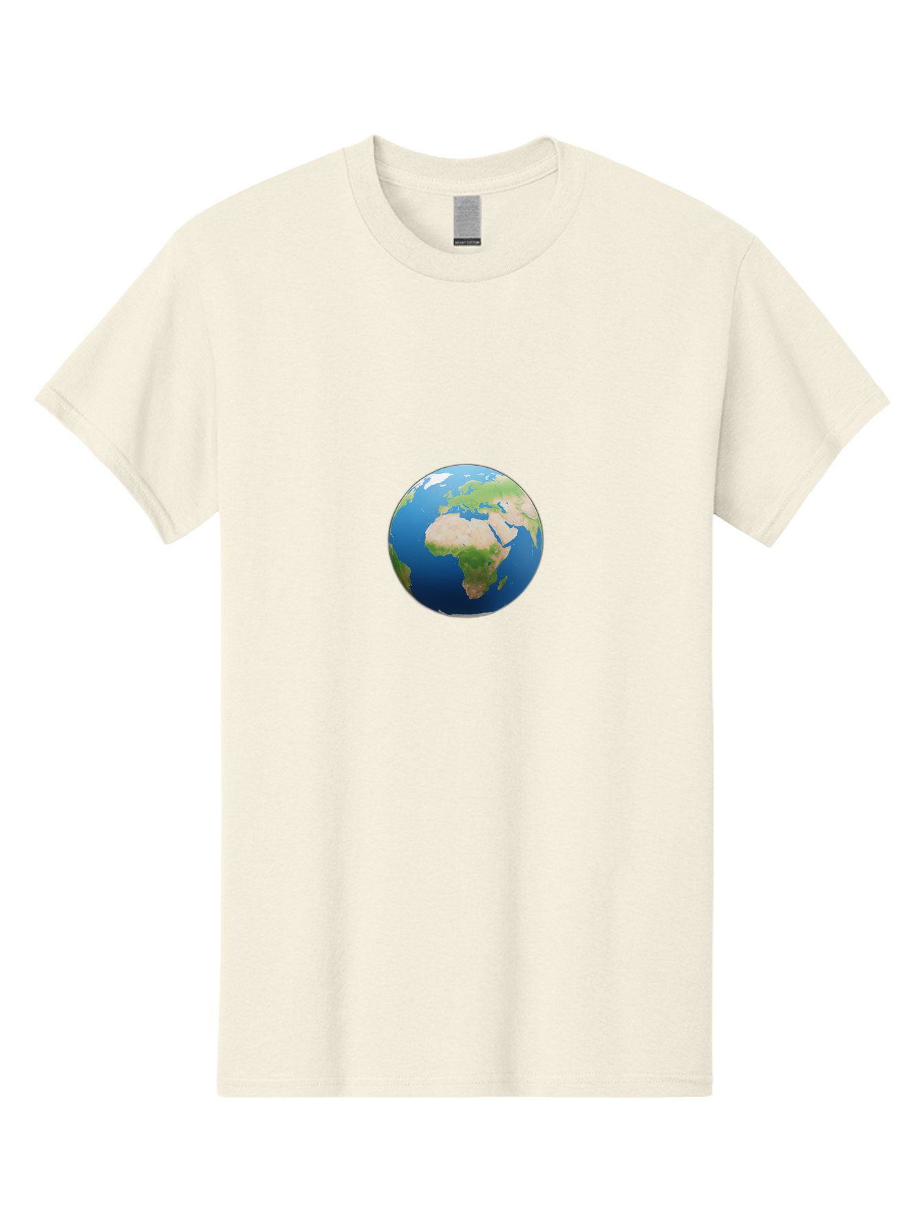 Globe Men'S Graphic Tee, 100% Cotton, Comfortable Casual Summer Wear, Machine Washable, Globe Showing Africa And Europe, World Map, Global View, International Geography, Planet Earth, Blue Oceans, Green Landmasses, 3D Rendering, Baa764