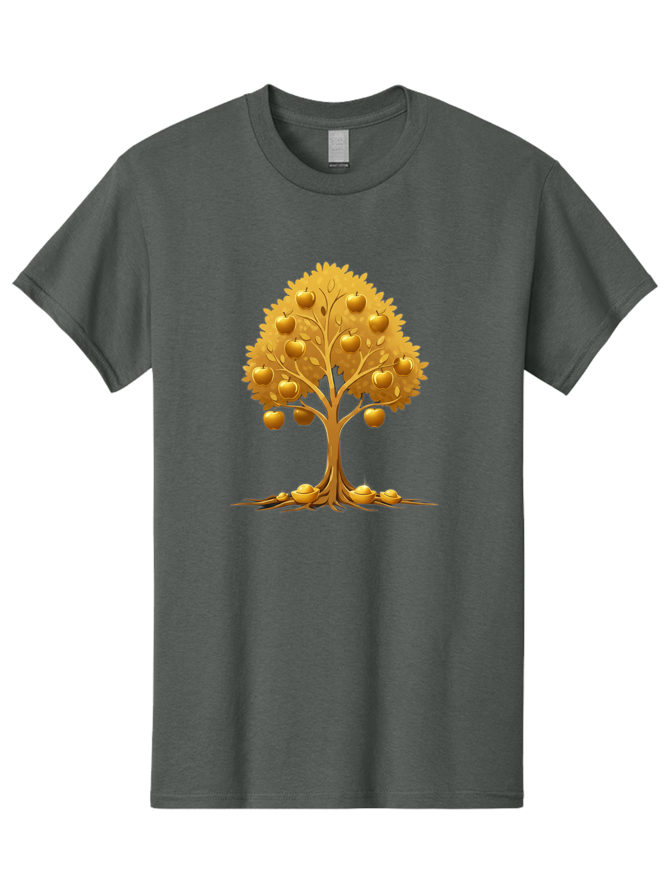 Golden-Apple-Tree Men'S Graphic Tee, 100% Cotton, Comfortable Casual Summer Wear, Machine Washable, Golden Apple Tree, Fruiting Tree, Lush Foliage, Abundant Harvest, Tree Roots, Golden Apples, Autumnal Theme, Symbol Of Prosperity Baa766