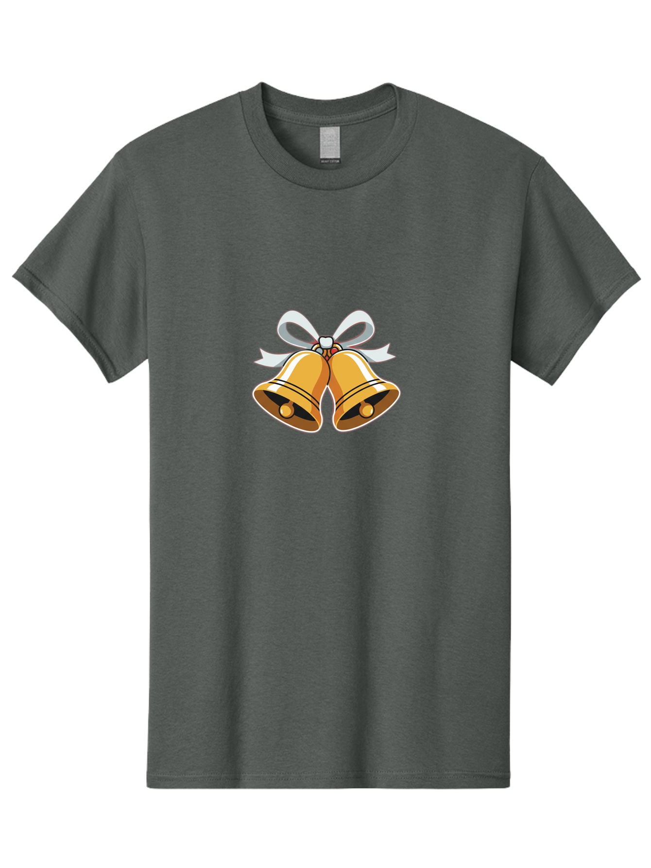 Golden-Bells-1 Men'S Graphic Tee, 100% Cotton, Comfortable Casual Summer Wear, Machine Washable, Golden Christmas Bells, Festive Decoration, Holiday Symbols, Shiny Bells, White Ribbon, Christmas Theme, Festive Atmosphere, Holiday Cheer, Baa768