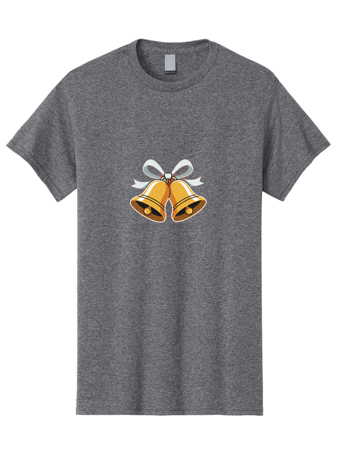Golden-Bells-1 Men'S Graphic Tee, 100% Cotton, Comfortable Casual Summer Wear, Machine Washable, Golden Christmas Bells, Festive Decoration, Holiday Symbols, Shiny Bells, White Ribbon, Christmas Theme, Festive Atmosphere, Holiday Cheer, Baa768