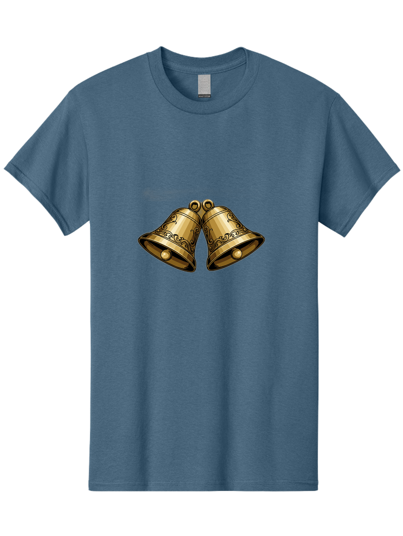 Golden-Bells-2 Men'S Graphic Tee, 100% Cotton, Comfortable Casual Summer Wear, Machine Washable, Golden Bells, Decorative Bells, Ornate Design, Festive Decor, Holiday Decorations, Vintage Style, Luxurious Feel, Celebratory Atmosphere Baa769