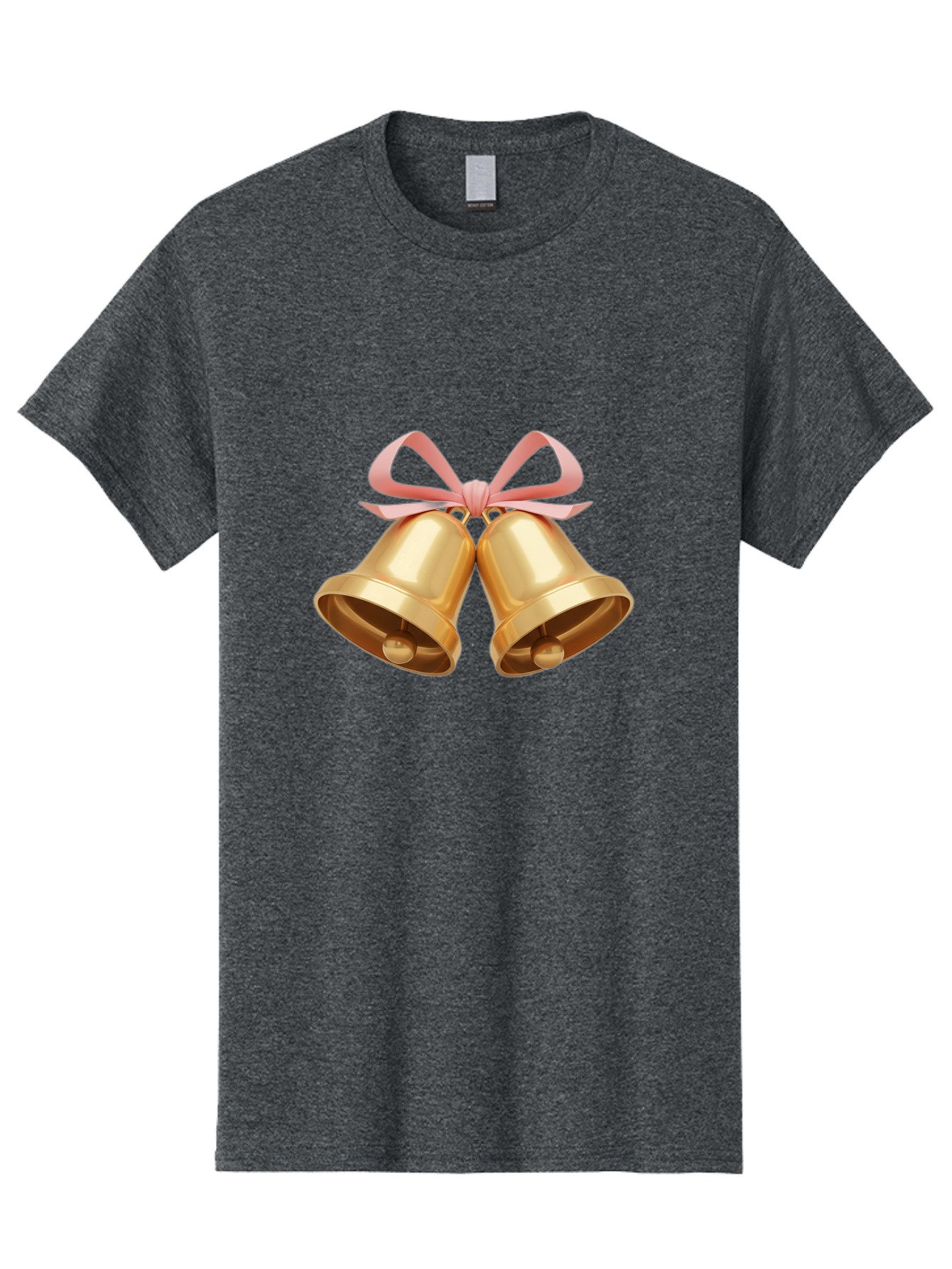 Golden-Bells Men'S Graphic Tee, 100% Cotton, Comfortable Casual Summer Wear, Machine Washable, Golden Bells, Pink Ribbon, Festive Decor, Holiday Decorations, Christmas Ornaments, Shiny Bells, Celebratory Symbols, Elegant Gift Wrapping Baa773