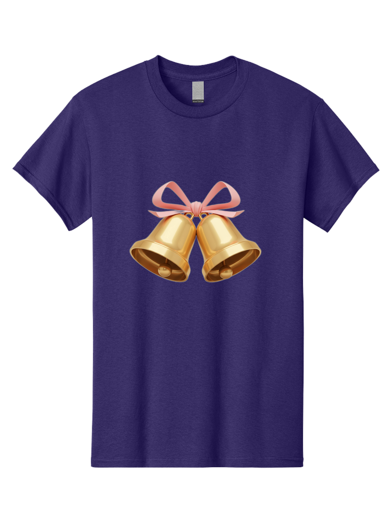 Golden-Bells Men'S Graphic Tee, 100% Cotton, Comfortable Casual Summer Wear, Machine Washable, Golden Bells, Pink Ribbon, Festive Decor, Holiday Decorations, Christmas Ornaments, Shiny Bells, Celebratory Symbols, Elegant Gift Wrapping Baa773