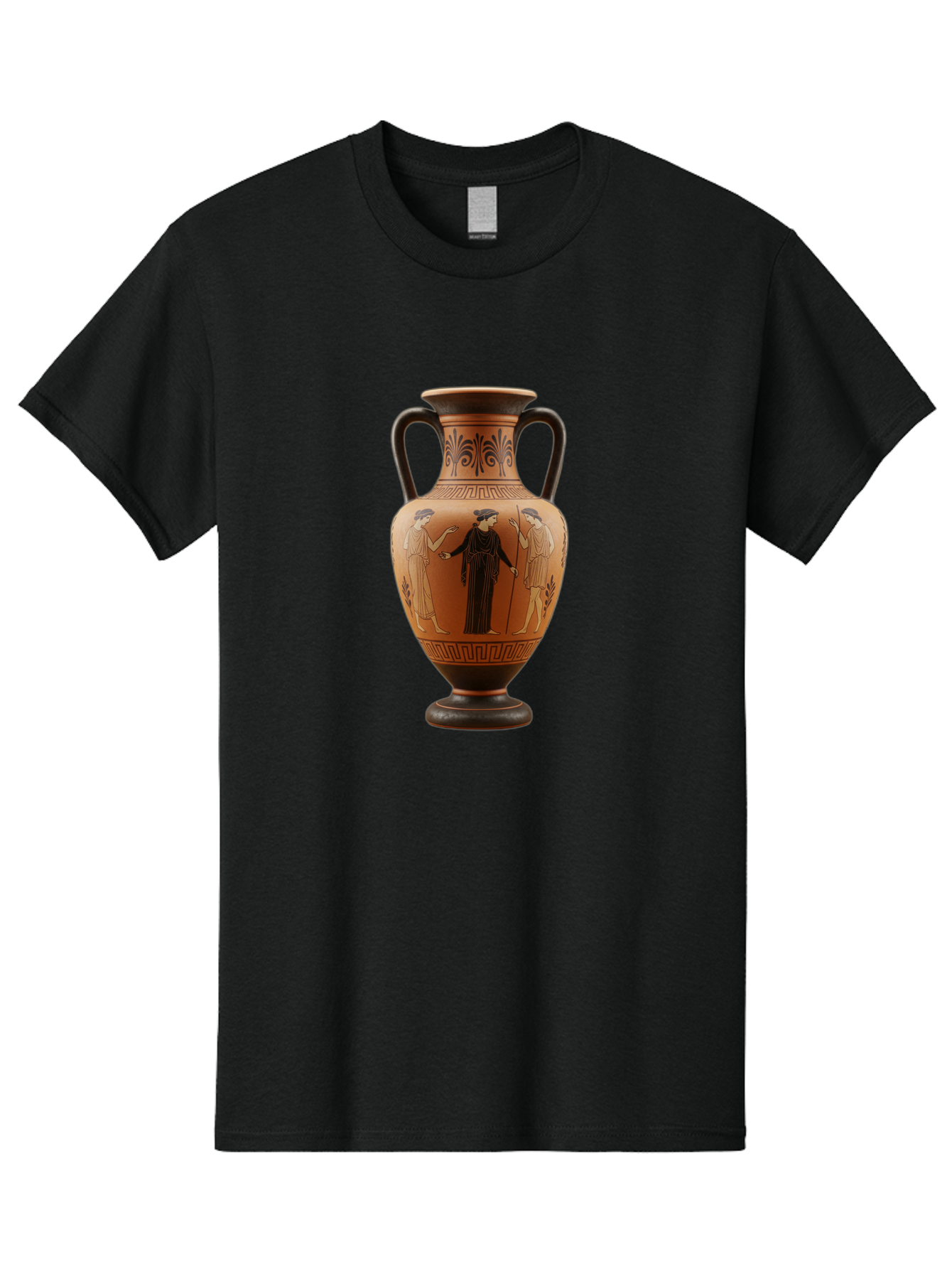 Greek-Vase Men'S Graphic Tee, 100% Cotton, Comfortable Casual Summer Wear, Machine Washable, Ancient Greek Pottery, Red Figure Technique, Classical Art, Mythological Scene, Women In Togas, Elegant Design, Ornate Patterns, Historical Artifact, Baa775