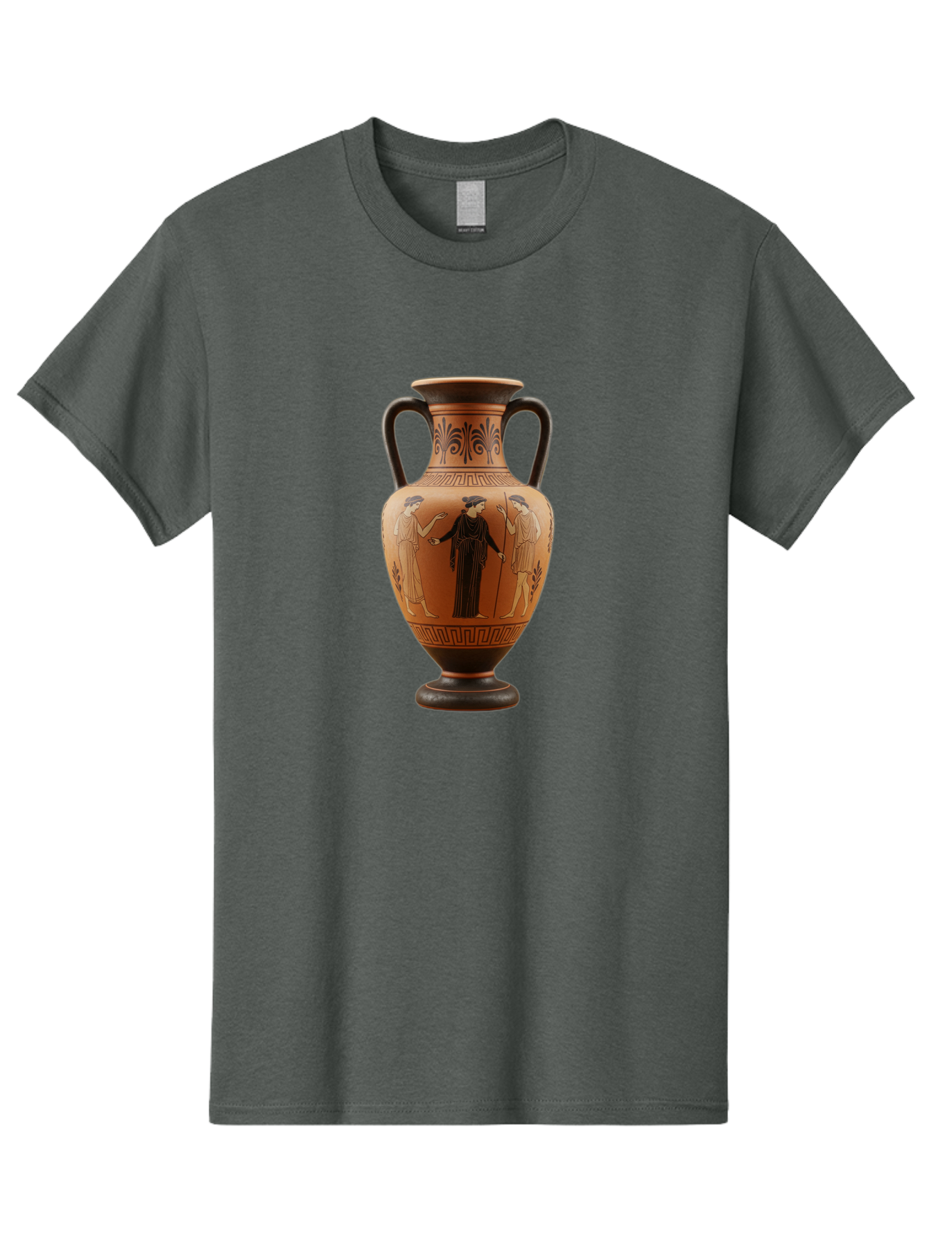 Greek-Vase Men'S Graphic Tee, 100% Cotton, Comfortable Casual Summer Wear, Machine Washable, Ancient Greek Pottery, Red Figure Technique, Classical Art, Mythological Scene, Women In Togas, Elegant Design, Ornate Patterns, Historical Artifact, Baa775