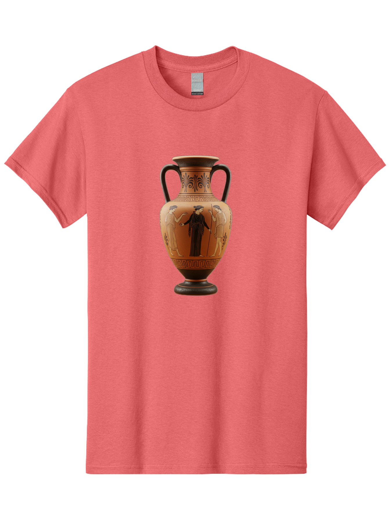 Greek-Vase Men'S Graphic Tee, 100% Cotton, Comfortable Casual Summer Wear, Machine Washable, Ancient Greek Pottery, Red Figure Technique, Classical Art, Mythological Scene, Women In Togas, Elegant Design, Ornate Patterns, Historical Artifact, Baa775