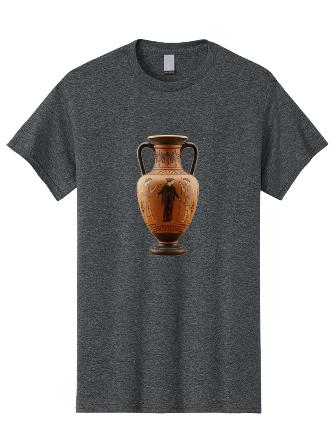 Greek-Vase Men'S Graphic Tee, 100% Cotton, Comfortable Casual Summer Wear, Machine Washable, Ancient Greek Pottery, Red Figure Technique, Classical Art, Mythological Scene, Women In Togas, Elegant Design, Ornate Patterns, Historical Artifact, Baa775
