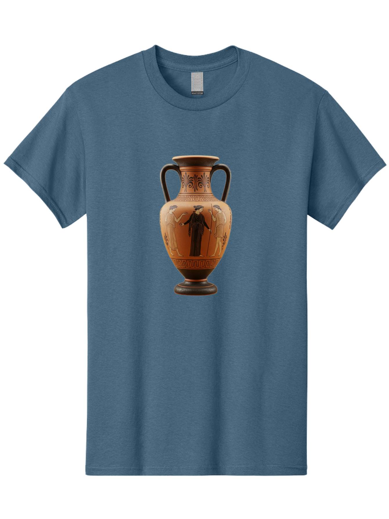 Greek-Vase Men'S Graphic Tee, 100% Cotton, Comfortable Casual Summer Wear, Machine Washable, Ancient Greek Pottery, Red Figure Technique, Classical Art, Mythological Scene, Women In Togas, Elegant Design, Ornate Patterns, Historical Artifact, Baa775
