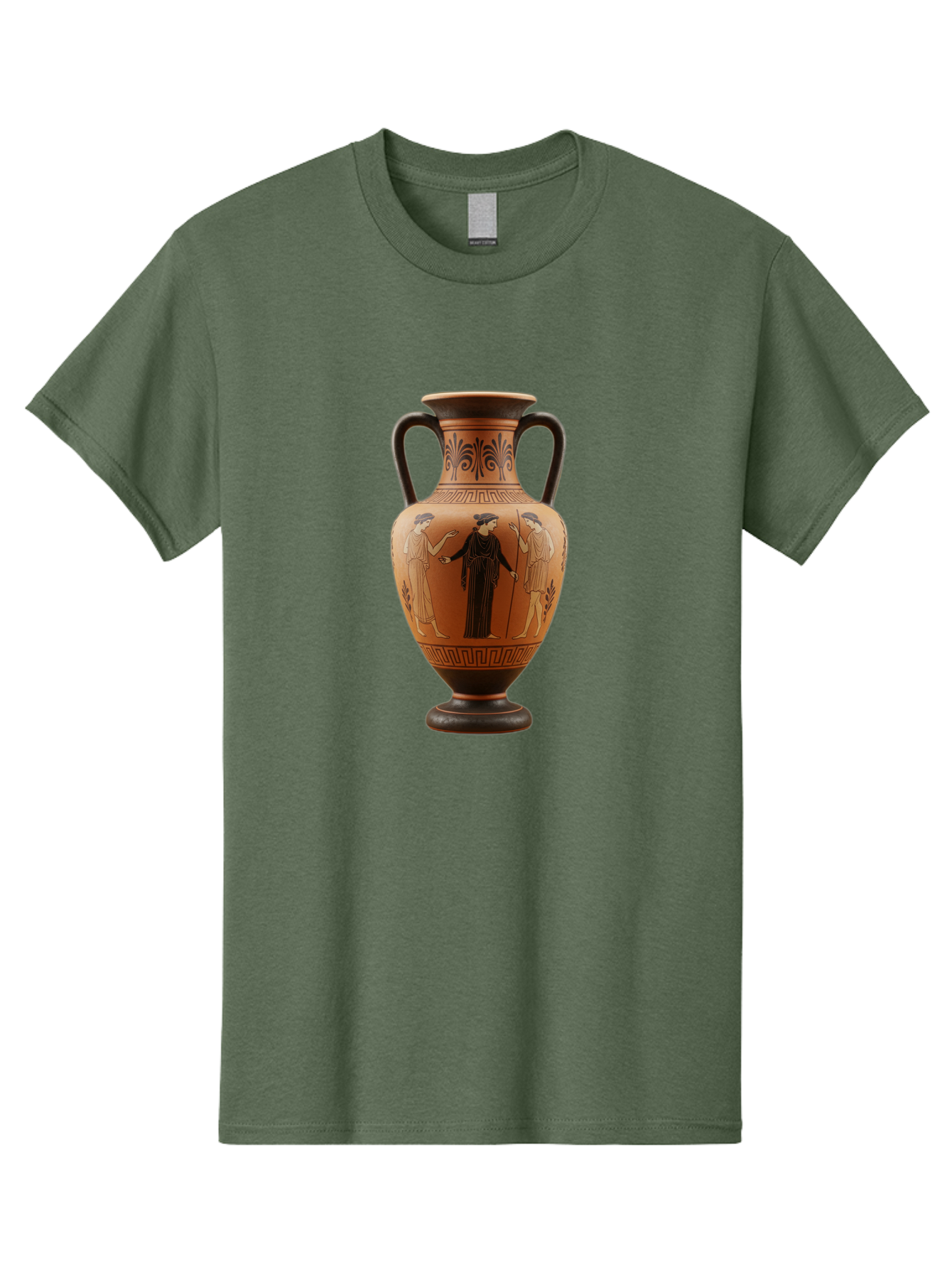 Greek-Vase Men'S Graphic Tee, 100% Cotton, Comfortable Casual Summer Wear, Machine Washable, Ancient Greek Pottery, Red Figure Technique, Classical Art, Mythological Scene, Women In Togas, Elegant Design, Ornate Patterns, Historical Artifact, Baa775