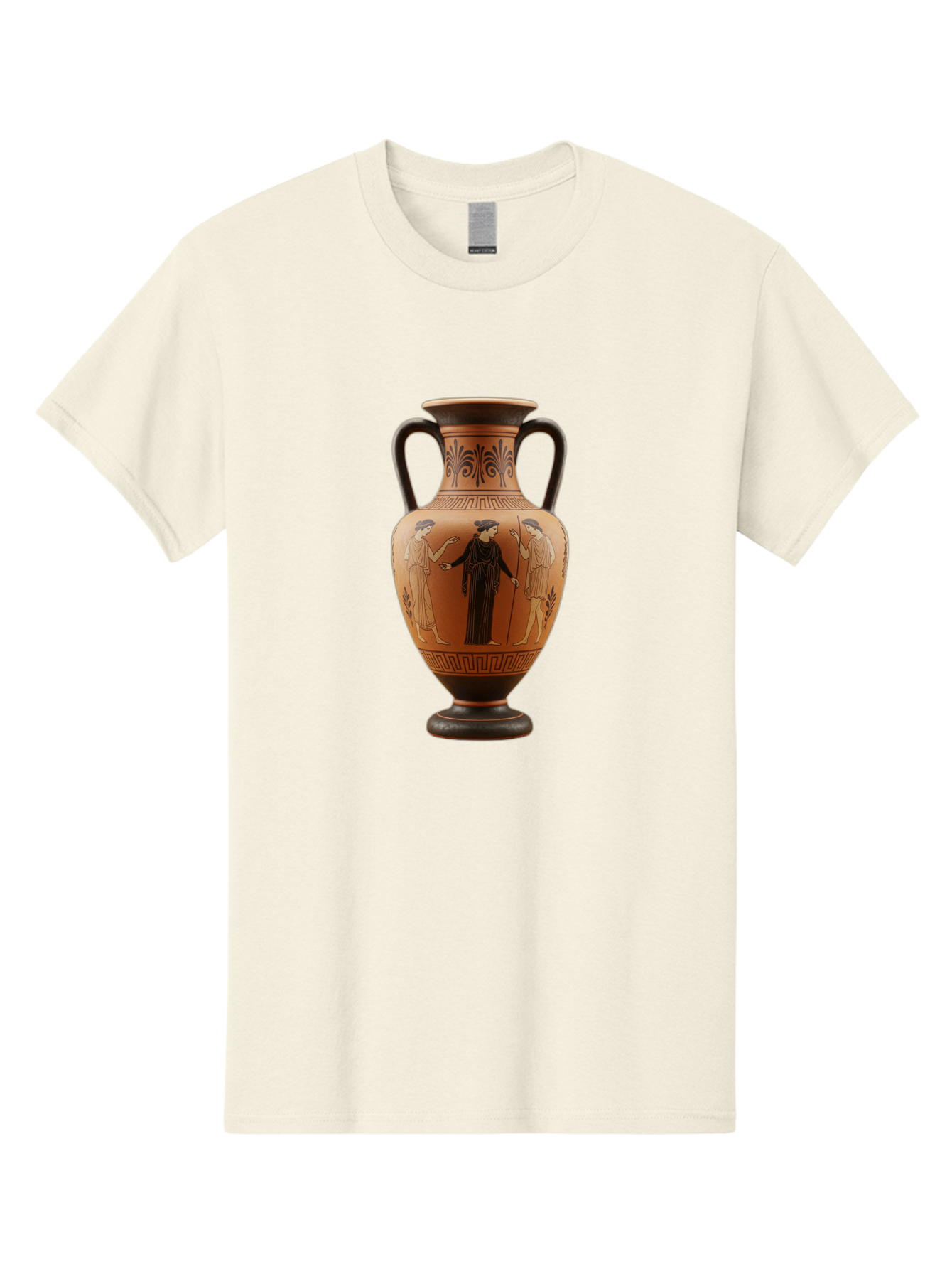 Greek-Vase Men'S Graphic Tee, 100% Cotton, Comfortable Casual Summer Wear, Machine Washable, Ancient Greek Pottery, Red Figure Technique, Classical Art, Mythological Scene, Women In Togas, Elegant Design, Ornate Patterns, Historical Artifact, Baa775