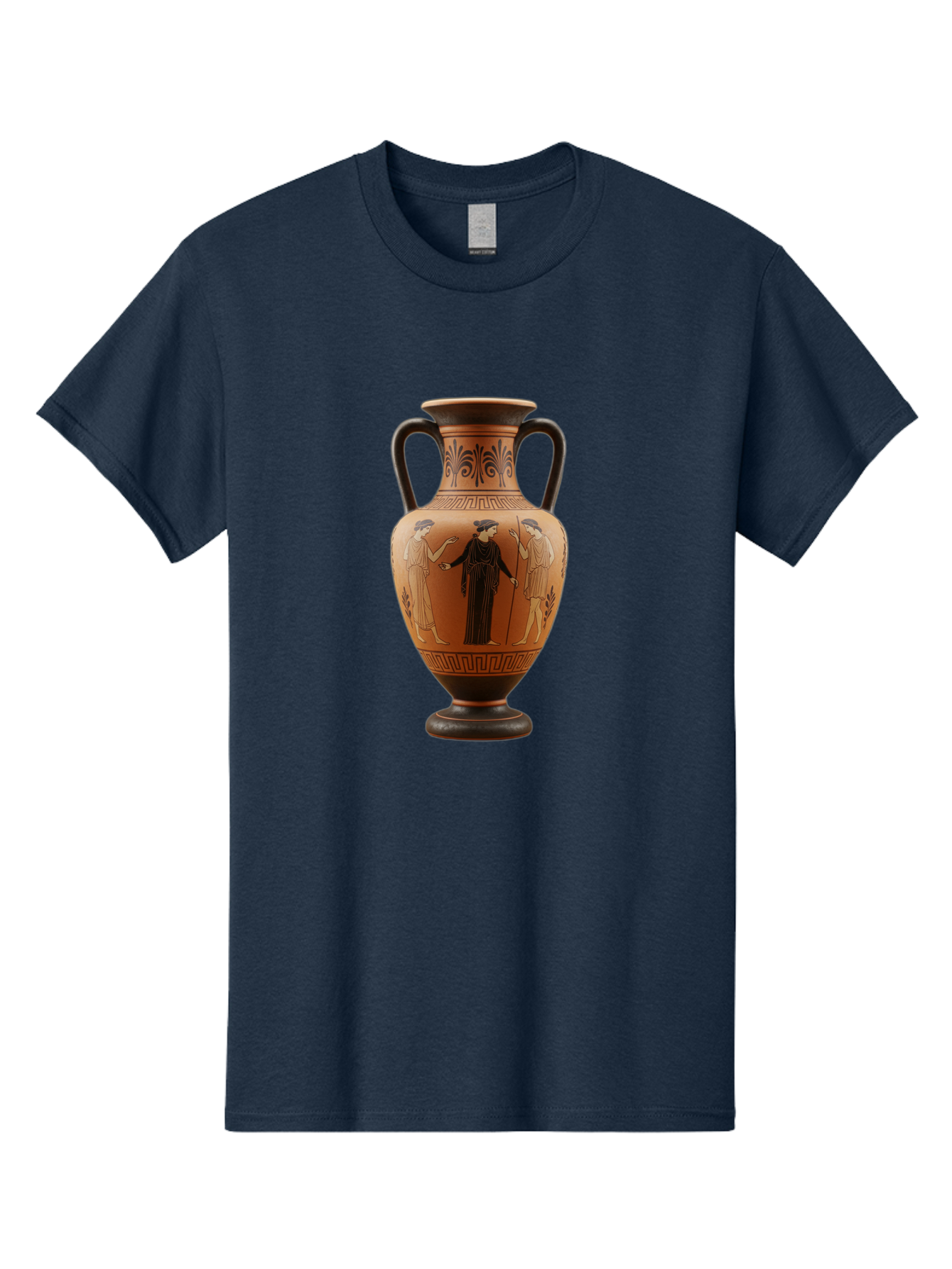Greek-Vase Men'S Graphic Tee, 100% Cotton, Comfortable Casual Summer Wear, Machine Washable, Ancient Greek Pottery, Red Figure Technique, Classical Art, Mythological Scene, Women In Togas, Elegant Design, Ornate Patterns, Historical Artifact, Baa775