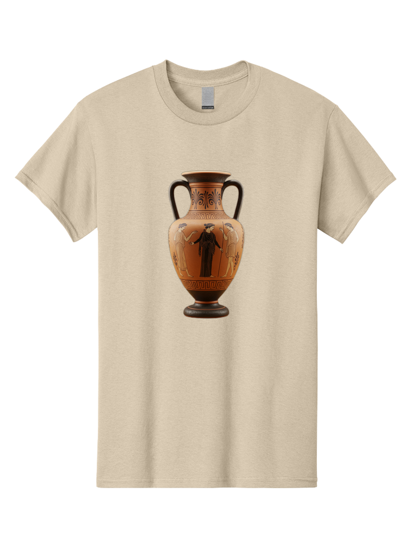 Greek-Vase Men'S Graphic Tee, 100% Cotton, Comfortable Casual Summer Wear, Machine Washable, Ancient Greek Pottery, Red Figure Technique, Classical Art, Mythological Scene, Women In Togas, Elegant Design, Ornate Patterns, Historical Artifact, Baa775