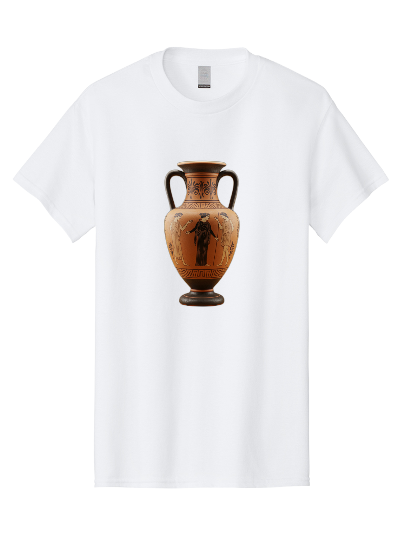 Greek-Vase Men'S Graphic Tee, 100% Cotton, Comfortable Casual Summer Wear, Machine Washable, Ancient Greek Pottery, Red Figure Technique, Classical Art, Mythological Scene, Women In Togas, Elegant Design, Ornate Patterns, Historical Artifact, Baa775