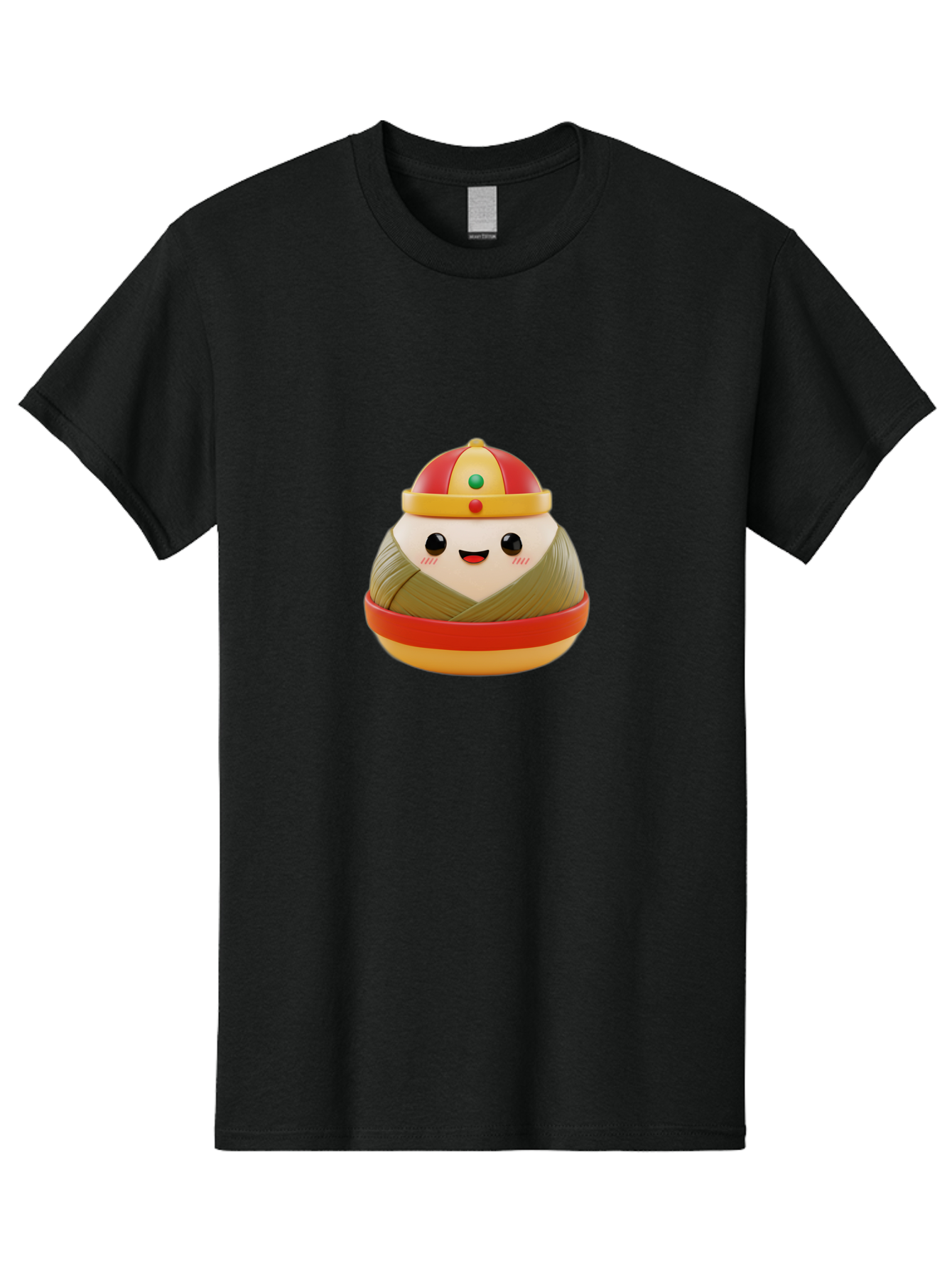 Gyoza-Prince Men'S Graphic Tee, 100% Cotton, Comfortable Casual Summer Wear, Machine Washable, Gyoza, Cartoon Character, Red And Gold Crown, Kawaii Face, Dumpling, Japanese Food, Fun Design, Cute, Cartoon Style, Playful, Foodie Art, Baa777