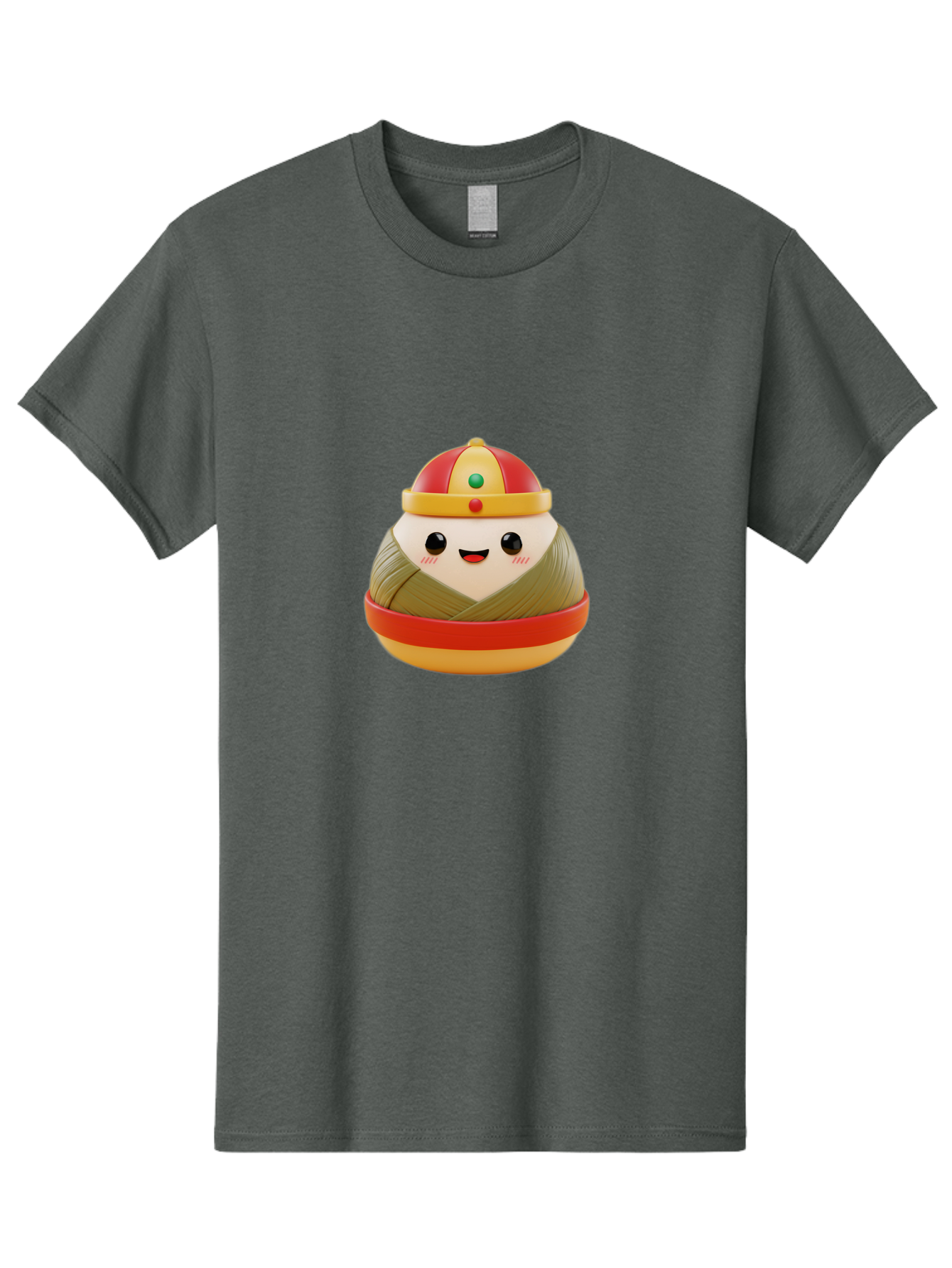 Gyoza-Prince Men'S Graphic Tee, 100% Cotton, Comfortable Casual Summer Wear, Machine Washable, Gyoza, Cartoon Character, Red And Gold Crown, Kawaii Face, Dumpling, Japanese Food, Fun Design, Cute, Cartoon Style, Playful, Foodie Art, Baa777