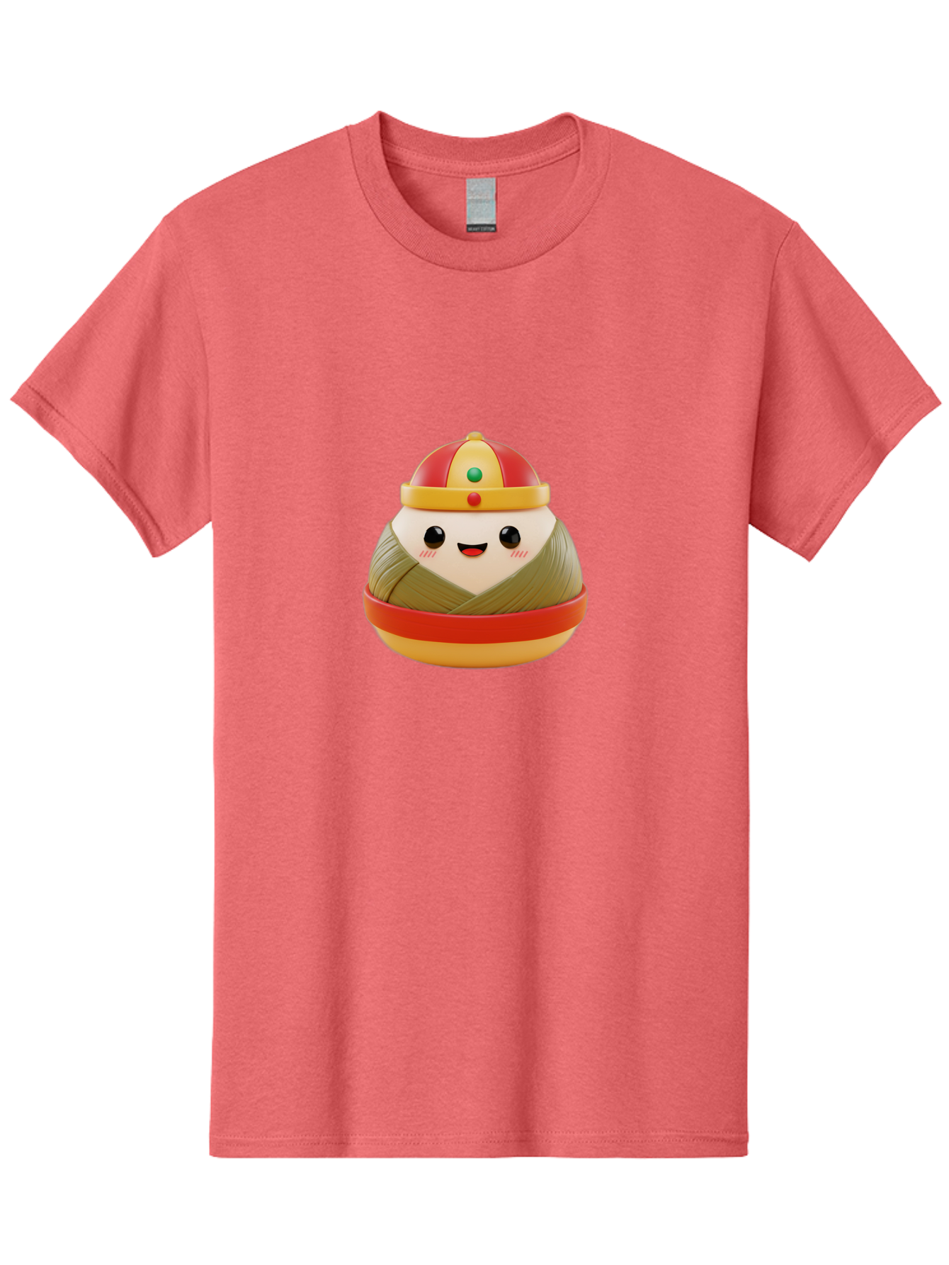 Gyoza-Prince Men'S Graphic Tee, 100% Cotton, Comfortable Casual Summer Wear, Machine Washable, Gyoza, Cartoon Character, Red And Gold Crown, Kawaii Face, Dumpling, Japanese Food, Fun Design, Cute, Cartoon Style, Playful, Foodie Art, Baa777