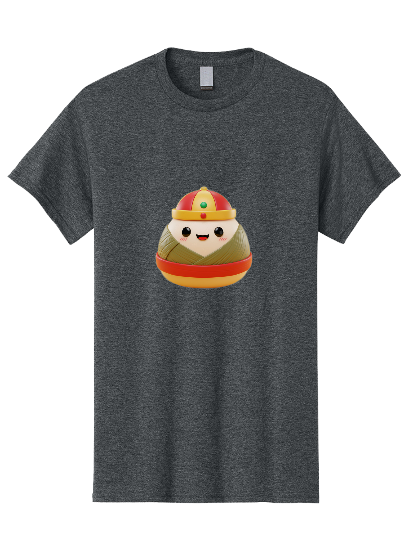 Gyoza-Prince Men'S Graphic Tee, 100% Cotton, Comfortable Casual Summer Wear, Machine Washable, Gyoza, Cartoon Character, Red And Gold Crown, Kawaii Face, Dumpling, Japanese Food, Fun Design, Cute, Cartoon Style, Playful, Foodie Art, Baa777