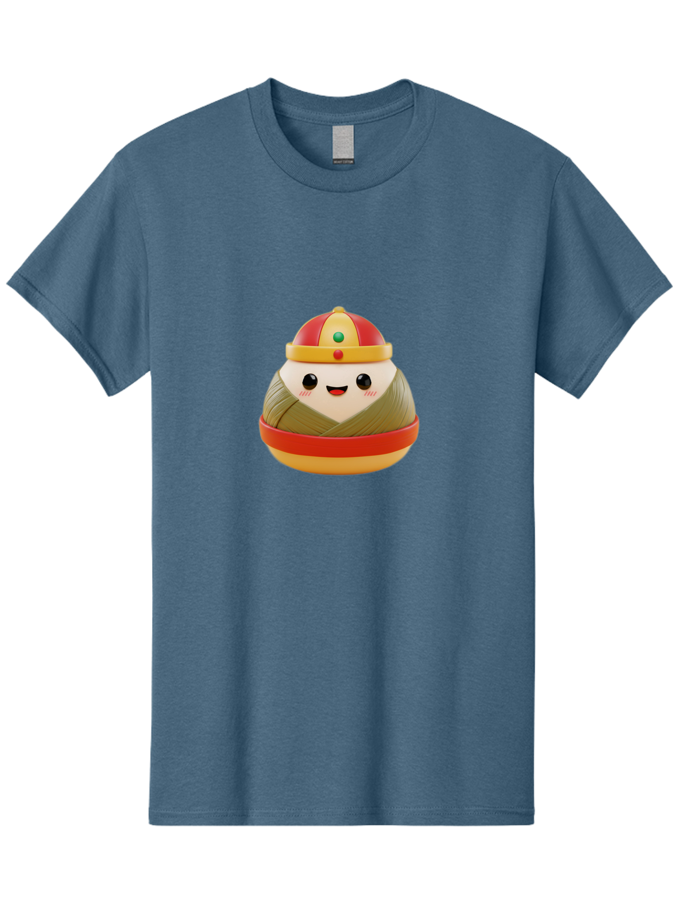 Gyoza-Prince Men'S Graphic Tee, 100% Cotton, Comfortable Casual Summer Wear, Machine Washable, Gyoza, Cartoon Character, Red And Gold Crown, Kawaii Face, Dumpling, Japanese Food, Fun Design, Cute, Cartoon Style, Playful, Foodie Art, Baa777