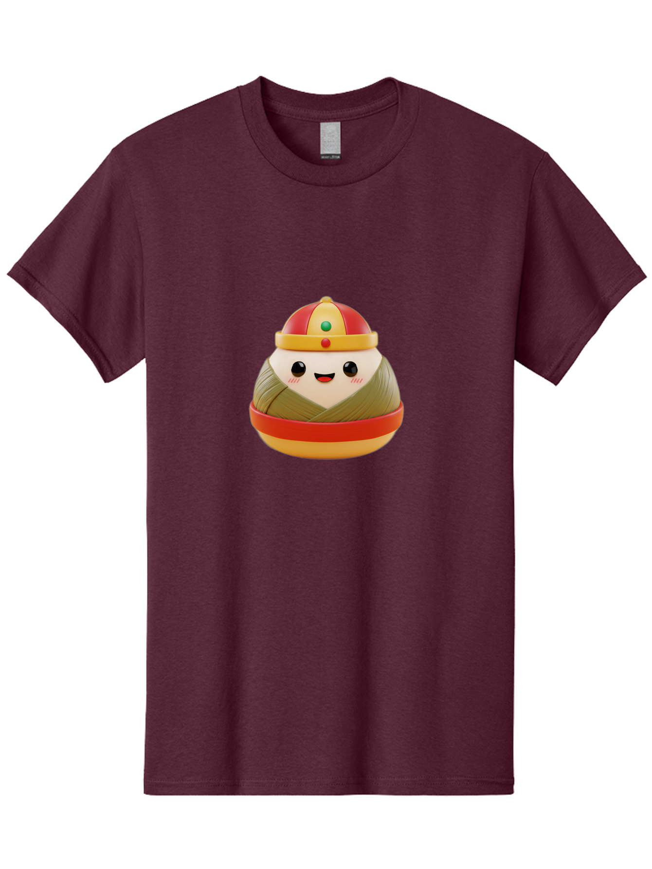Gyoza-Prince Men'S Graphic Tee, 100% Cotton, Comfortable Casual Summer Wear, Machine Washable, Gyoza, Cartoon Character, Red And Gold Crown, Kawaii Face, Dumpling, Japanese Food, Fun Design, Cute, Cartoon Style, Playful, Foodie Art, Baa777
