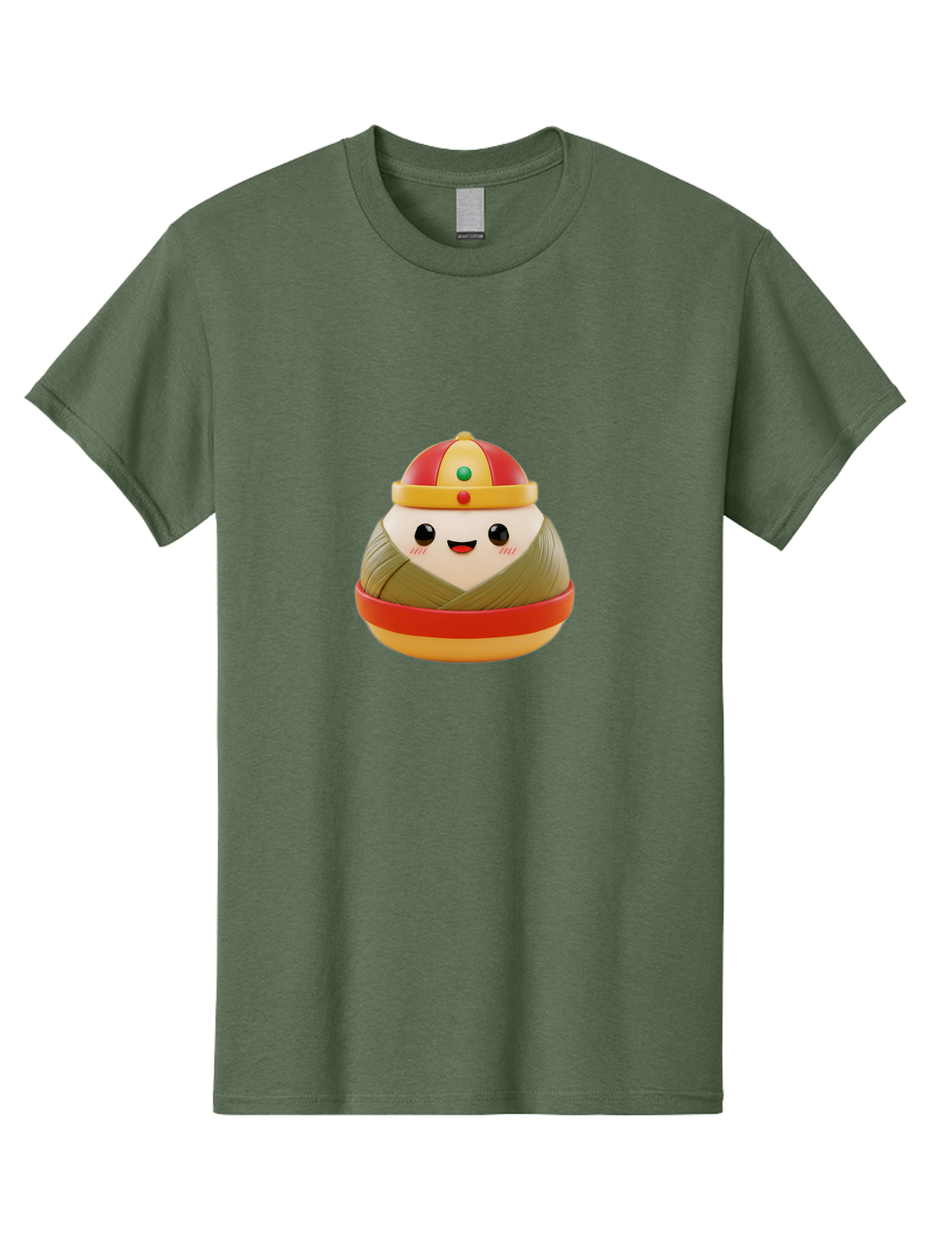 Gyoza-Prince Men'S Graphic Tee, 100% Cotton, Comfortable Casual Summer Wear, Machine Washable, Gyoza, Cartoon Character, Red And Gold Crown, Kawaii Face, Dumpling, Japanese Food, Fun Design, Cute, Cartoon Style, Playful, Foodie Art, Baa777