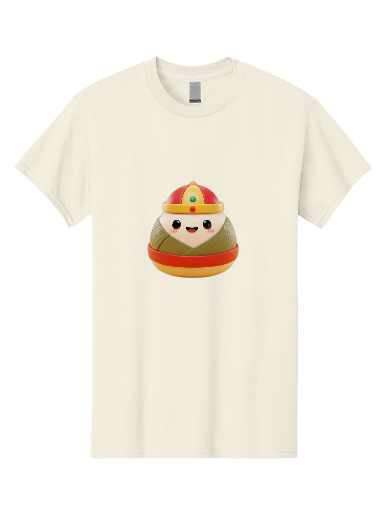 Gyoza-Prince Men'S Graphic Tee, 100% Cotton, Comfortable Casual Summer Wear, Machine Washable, Gyoza, Cartoon Character, Red And Gold Crown, Kawaii Face, Dumpling, Japanese Food, Fun Design, Cute, Cartoon Style, Playful, Foodie Art, Baa777