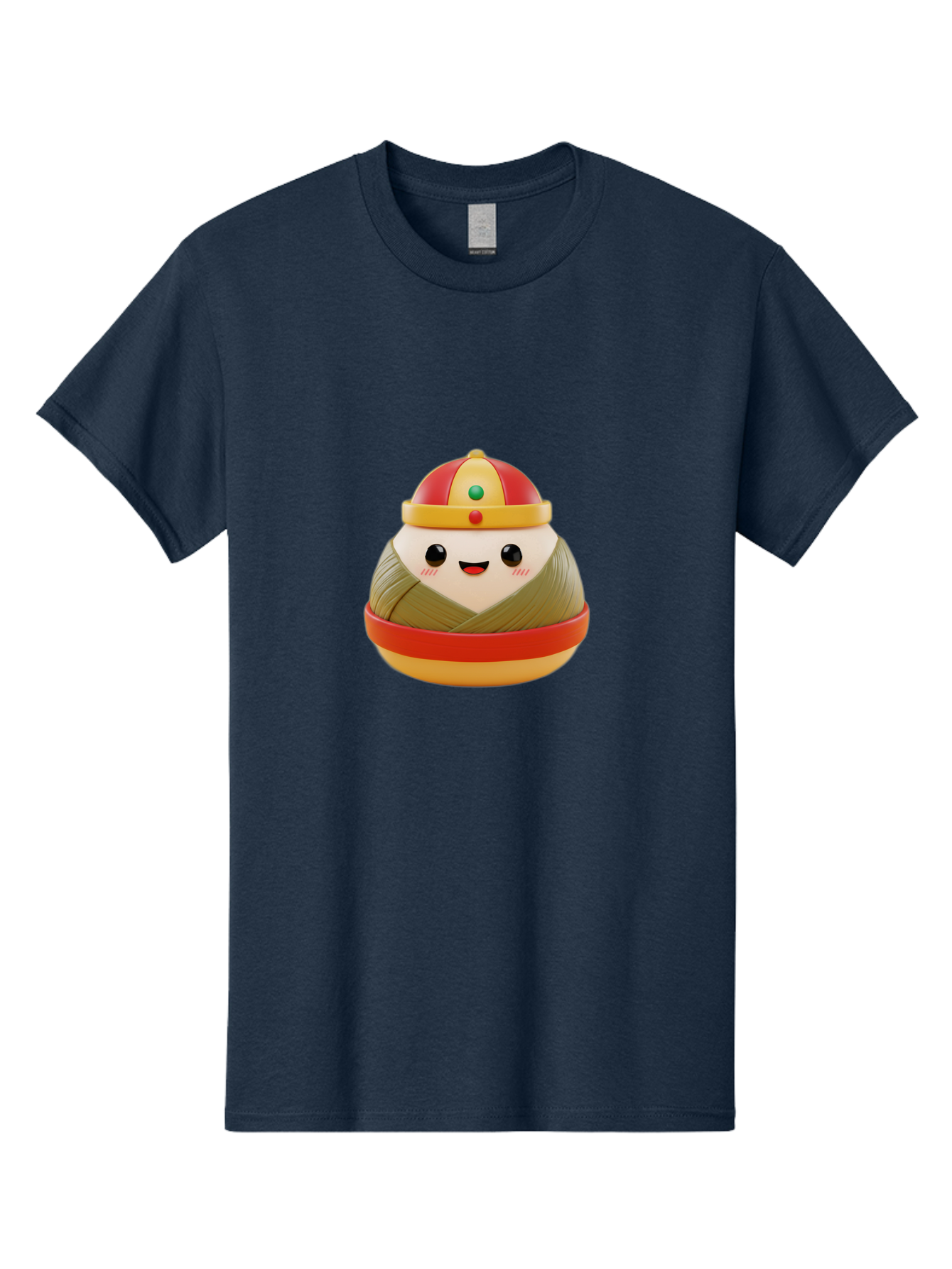 Gyoza-Prince Men'S Graphic Tee, 100% Cotton, Comfortable Casual Summer Wear, Machine Washable, Gyoza, Cartoon Character, Red And Gold Crown, Kawaii Face, Dumpling, Japanese Food, Fun Design, Cute, Cartoon Style, Playful, Foodie Art, Baa777