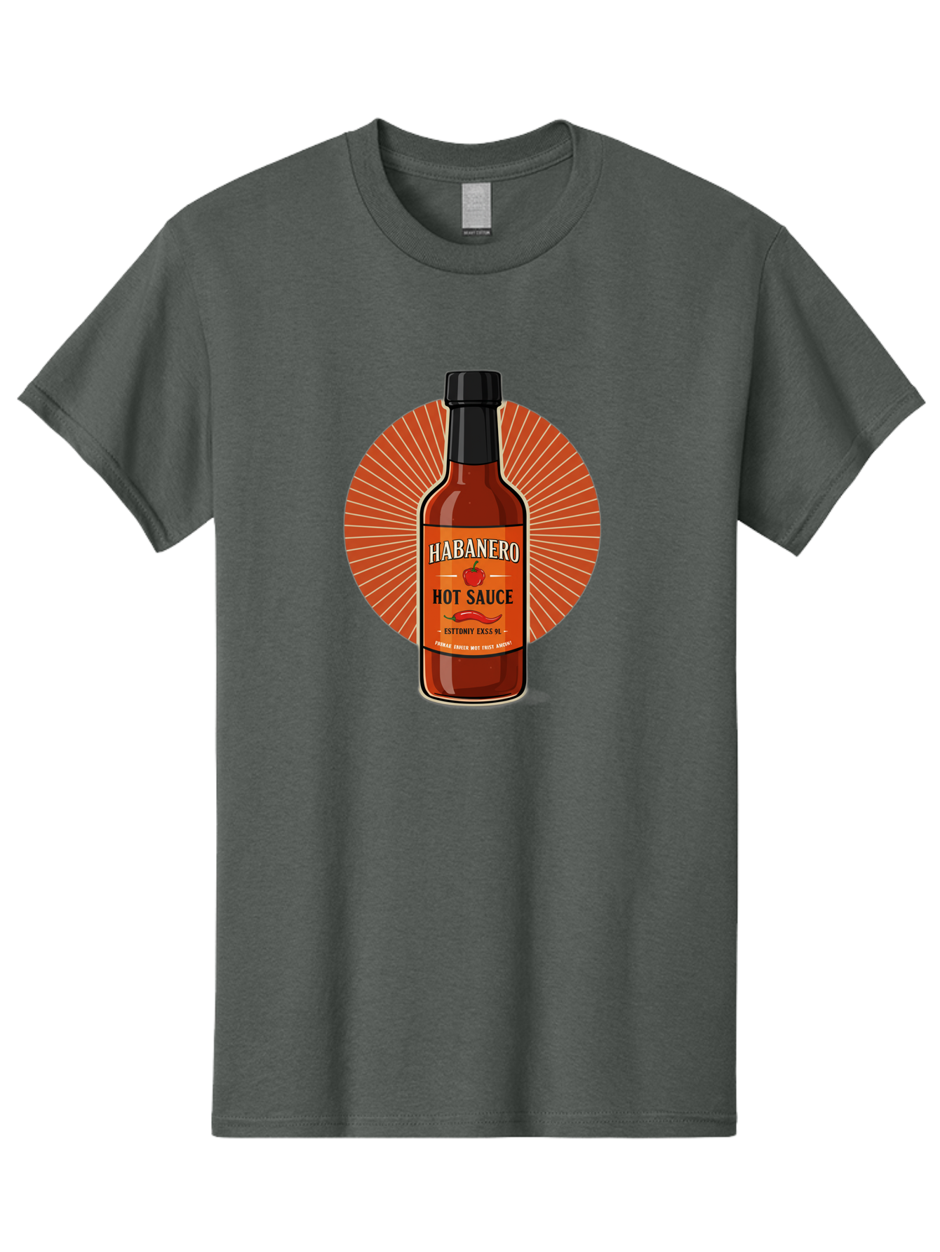 Habanero-Hot-Sauce Men'S Graphic Tee, 100% Cotton, Comfortable Casual Summer Wear, Machine Washable, Habanero Peppers, Hot Sauce Bottle, Spicy Condiment, Fiery Flavor, Condiment Packaging, Habanero Sauce, Hot Sauce Label, Chili Pepper, Baa778