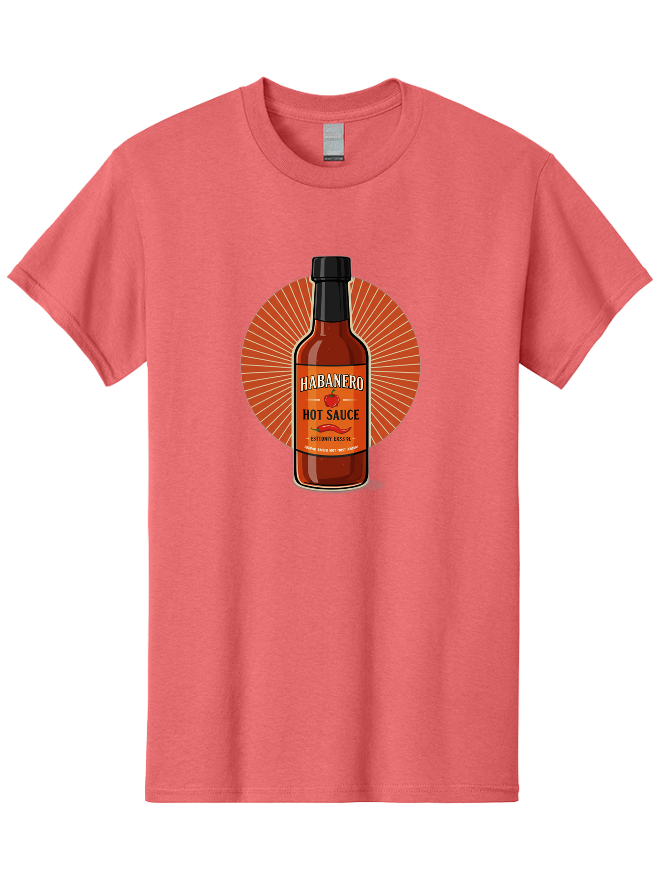 Habanero-Hot-Sauce Men'S Graphic Tee, 100% Cotton, Comfortable Casual Summer Wear, Machine Washable, Habanero Peppers, Hot Sauce Bottle, Spicy Condiment, Fiery Flavor, Condiment Packaging, Habanero Sauce, Hot Sauce Label, Chili Pepper, Baa778
