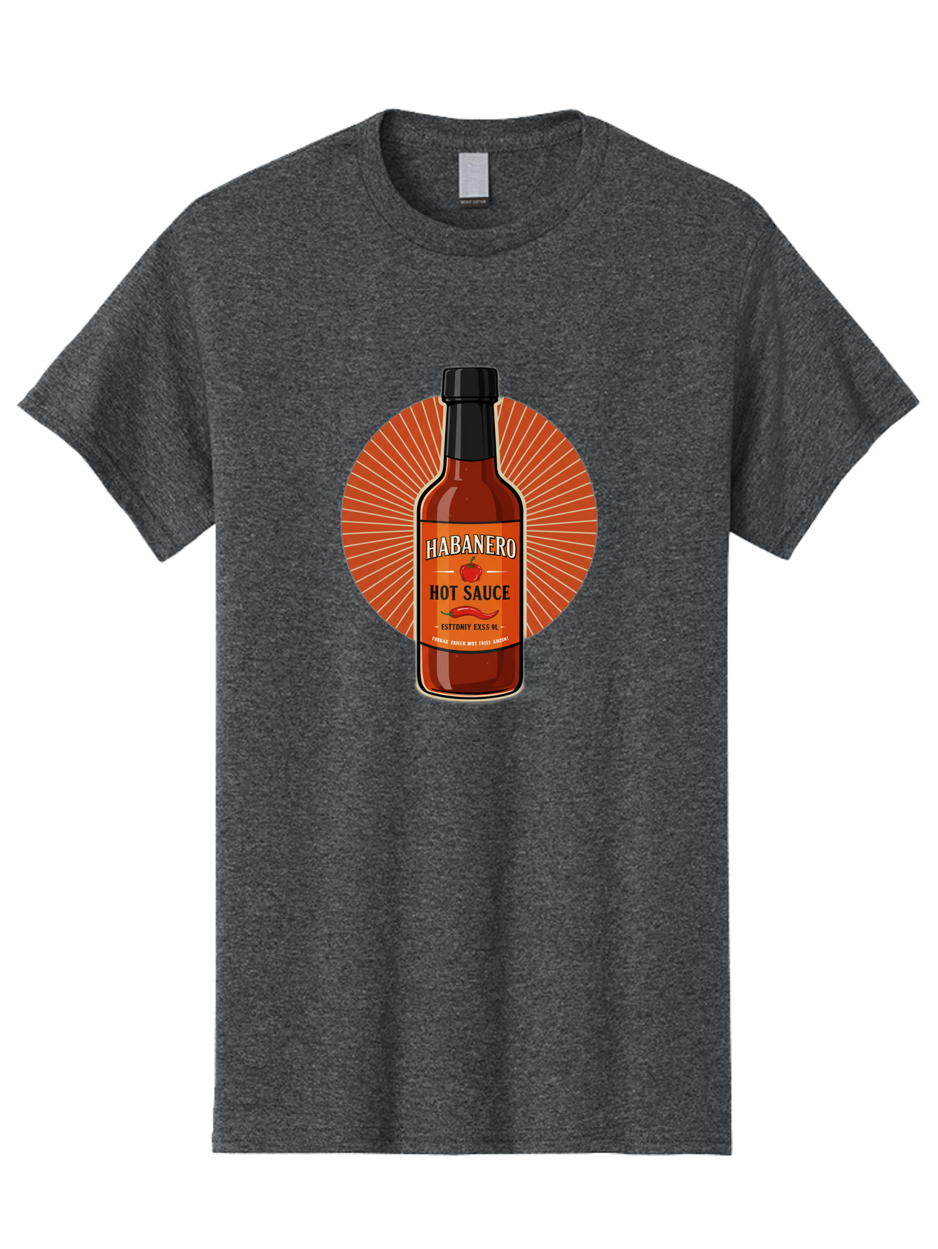 Habanero-Hot-Sauce Men'S Graphic Tee, 100% Cotton, Comfortable Casual Summer Wear, Machine Washable, Habanero Peppers, Hot Sauce Bottle, Spicy Condiment, Fiery Flavor, Condiment Packaging, Habanero Sauce, Hot Sauce Label, Chili Pepper, Baa778