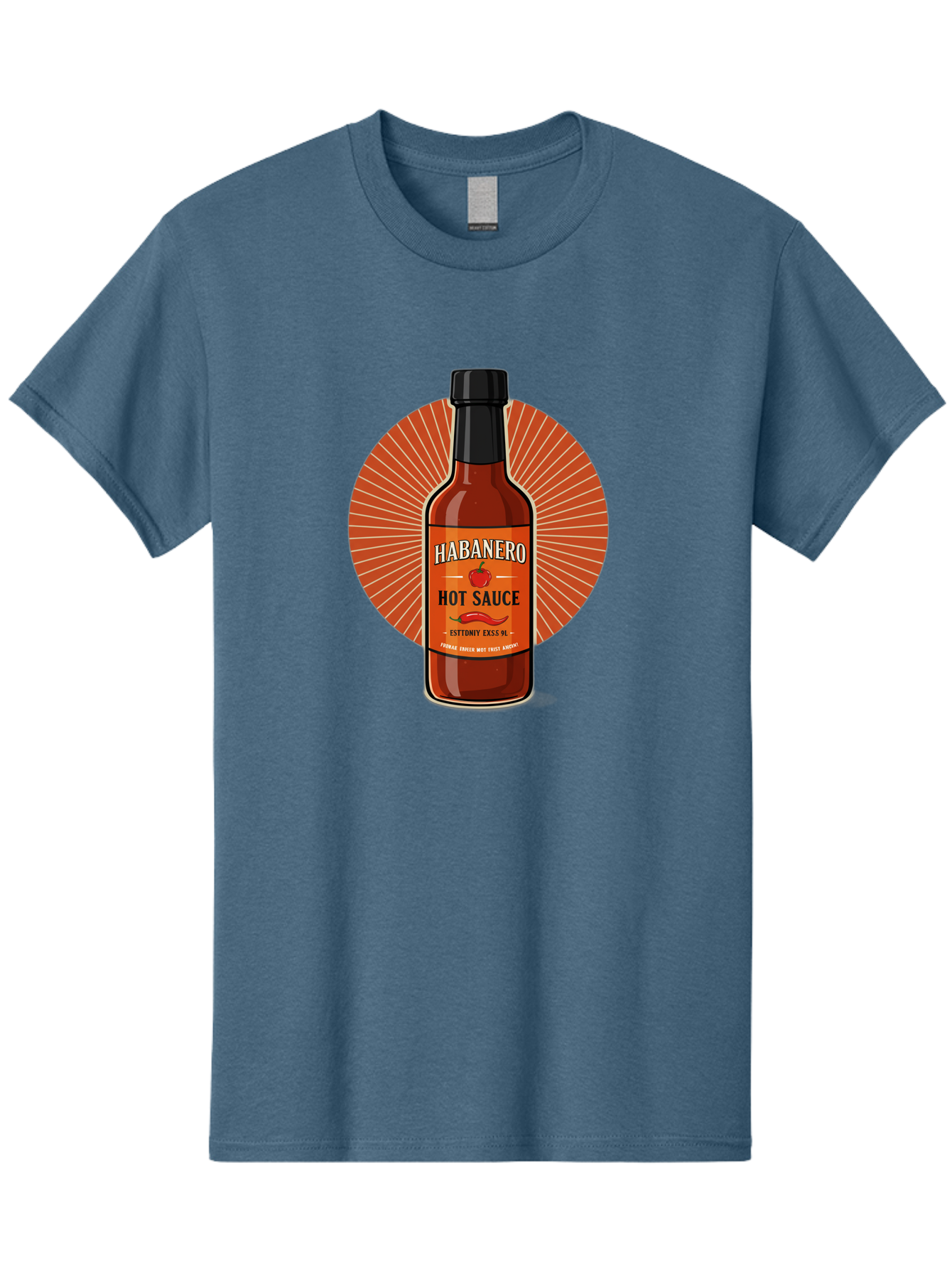 Habanero-Hot-Sauce Men'S Graphic Tee, 100% Cotton, Comfortable Casual Summer Wear, Machine Washable, Habanero Peppers, Hot Sauce Bottle, Spicy Condiment, Fiery Flavor, Condiment Packaging, Habanero Sauce, Hot Sauce Label, Chili Pepper, Baa778