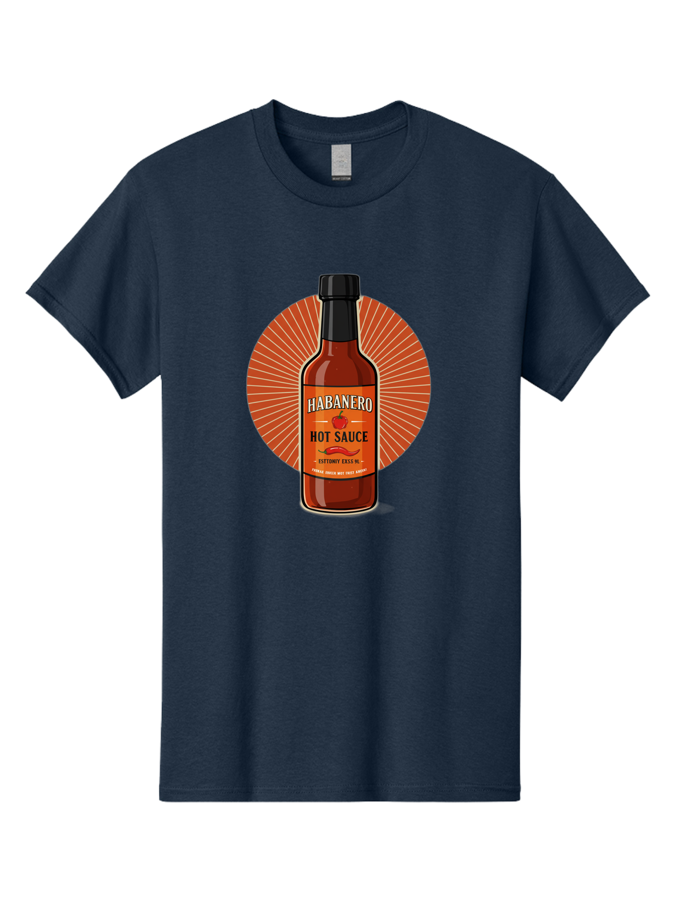 Habanero-Hot-Sauce Men'S Graphic Tee, 100% Cotton, Comfortable Casual Summer Wear, Machine Washable, Habanero Peppers, Hot Sauce Bottle, Spicy Condiment, Fiery Flavor, Condiment Packaging, Habanero Sauce, Hot Sauce Label, Chili Pepper, Baa778