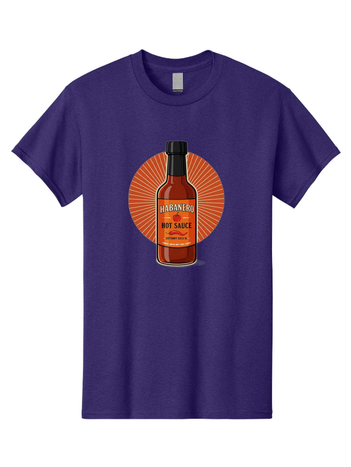 Habanero-Hot-Sauce Men'S Graphic Tee, 100% Cotton, Comfortable Casual Summer Wear, Machine Washable, Habanero Peppers, Hot Sauce Bottle, Spicy Condiment, Fiery Flavor, Condiment Packaging, Habanero Sauce, Hot Sauce Label, Chili Pepper, Baa778