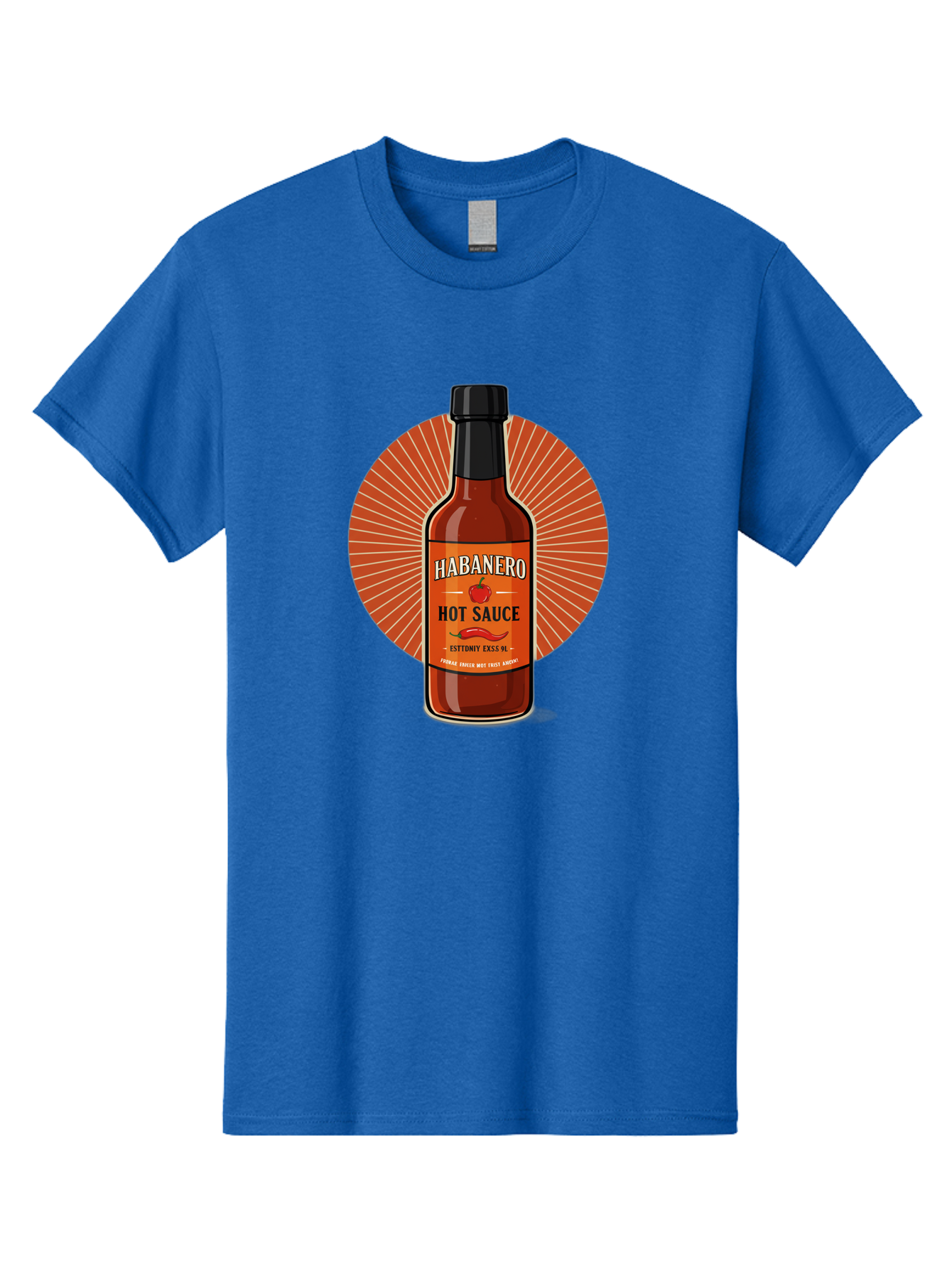 Habanero-Hot-Sauce Men'S Graphic Tee, 100% Cotton, Comfortable Casual Summer Wear, Machine Washable, Habanero Peppers, Hot Sauce Bottle, Spicy Condiment, Fiery Flavor, Condiment Packaging, Habanero Sauce, Hot Sauce Label, Chili Pepper, Baa778