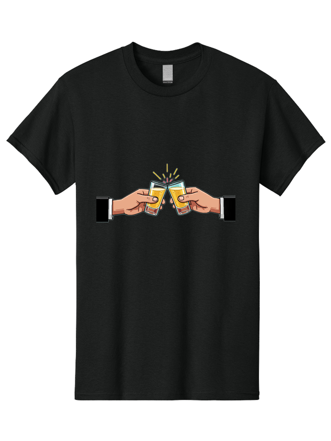 Hands-Toasting Men'S Graphic Tee, 100% Cotton, Comfortable Casual Summer Wear, Machine Washable, Clinking Glasses, Beer Toast, Celebratory Drinks, Social Gathering, Friendship Bonding, Festive Atmosphere Baa780