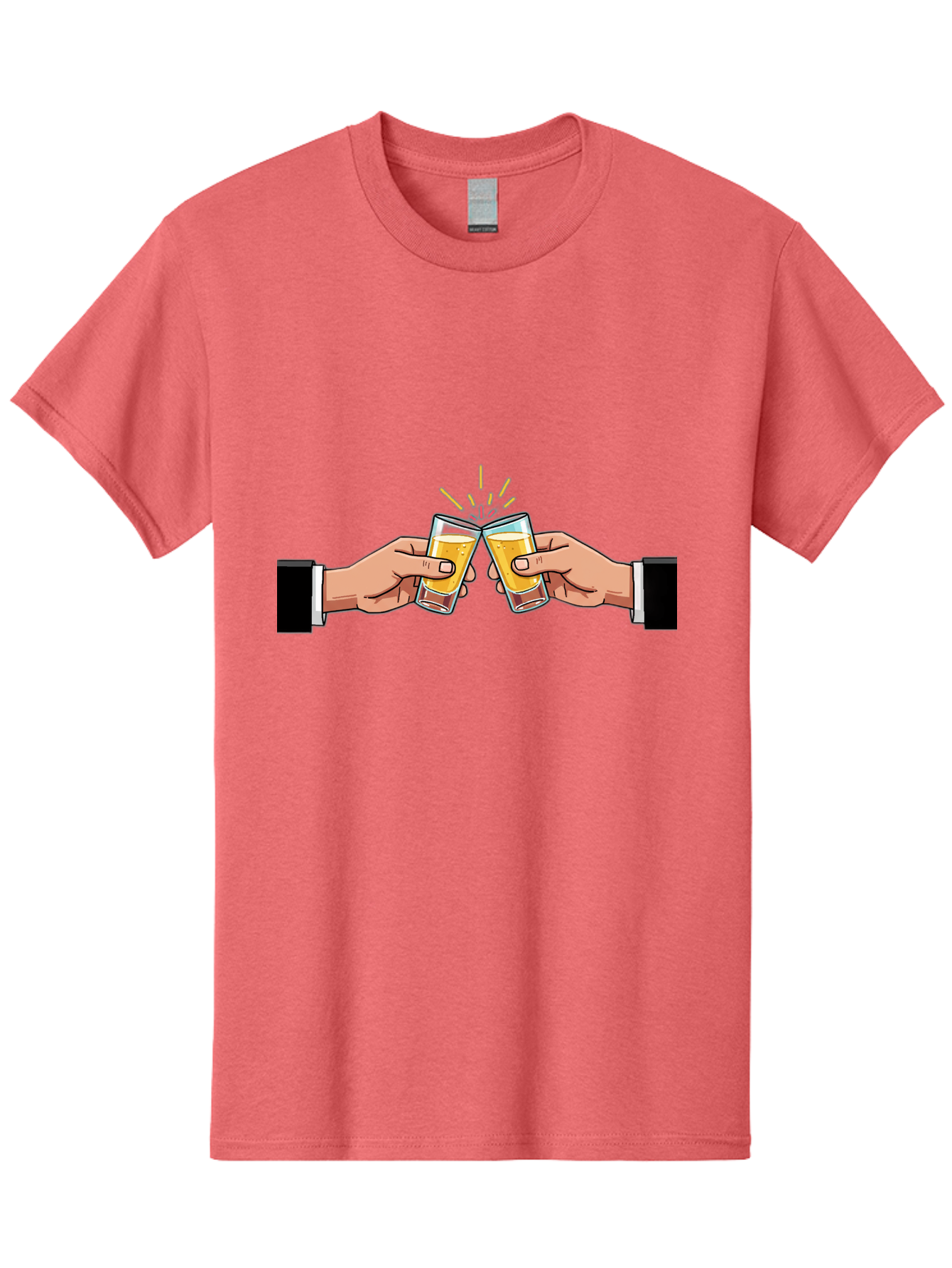Hands-Toasting Men'S Graphic Tee, 100% Cotton, Comfortable Casual Summer Wear, Machine Washable, Clinking Glasses, Beer Toast, Celebratory Drinks, Social Gathering, Friendship Bonding, Festive Atmosphere Baa780