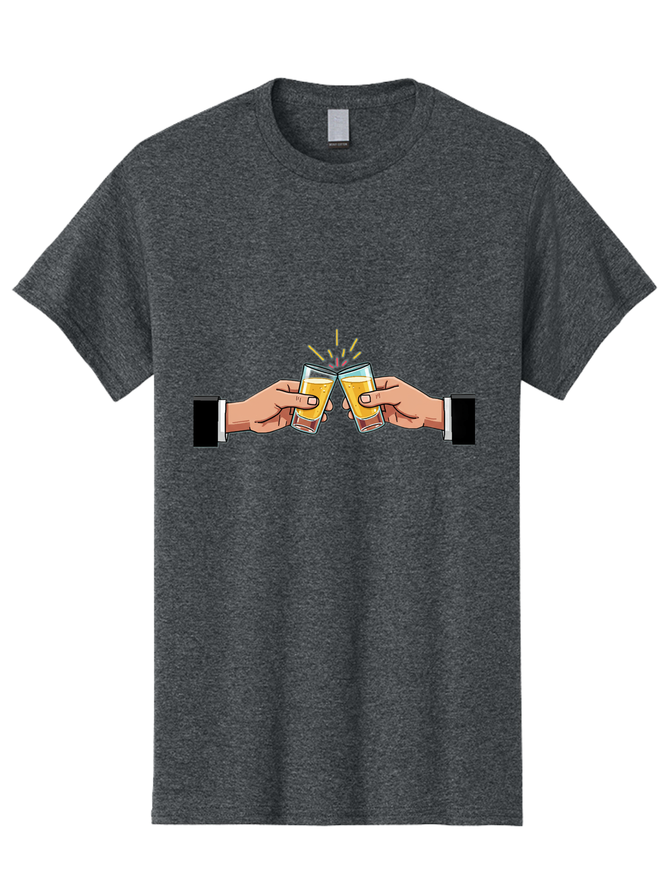Hands-Toasting Men'S Graphic Tee, 100% Cotton, Comfortable Casual Summer Wear, Machine Washable, Clinking Glasses, Beer Toast, Celebratory Drinks, Social Gathering, Friendship Bonding, Festive Atmosphere Baa780