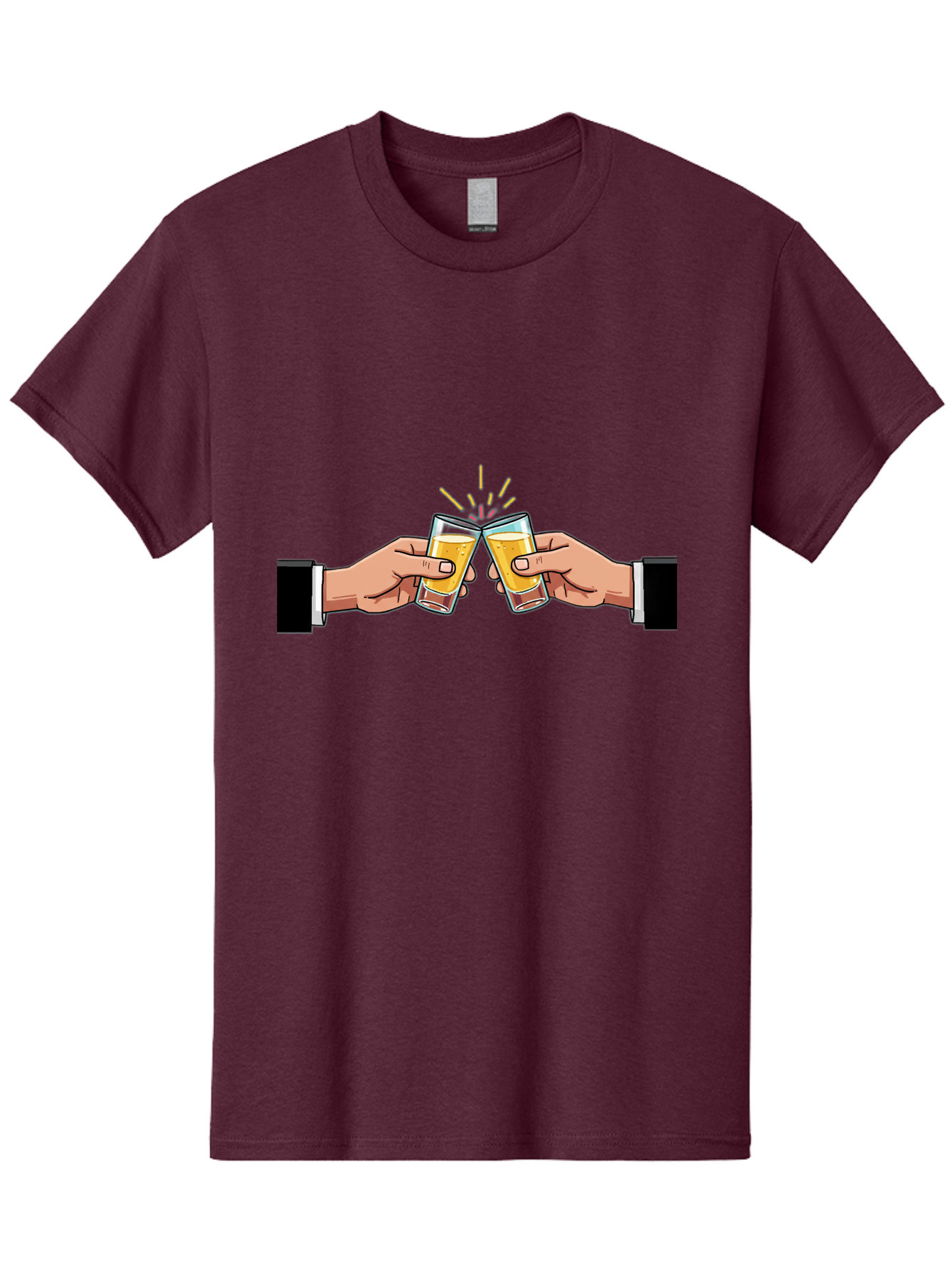 Hands-Toasting Men'S Graphic Tee, 100% Cotton, Comfortable Casual Summer Wear, Machine Washable, Clinking Glasses, Beer Toast, Celebratory Drinks, Social Gathering, Friendship Bonding, Festive Atmosphere Baa780