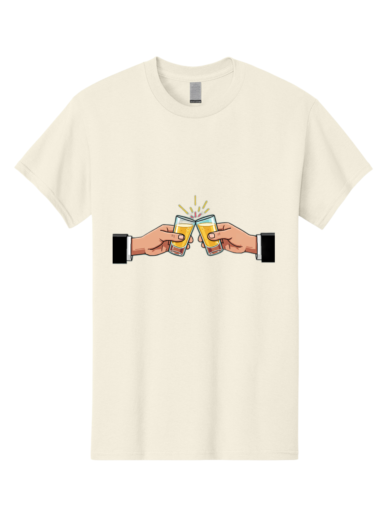 Hands-Toasting Men'S Graphic Tee, 100% Cotton, Comfortable Casual Summer Wear, Machine Washable, Clinking Glasses, Beer Toast, Celebratory Drinks, Social Gathering, Friendship Bonding, Festive Atmosphere Baa780