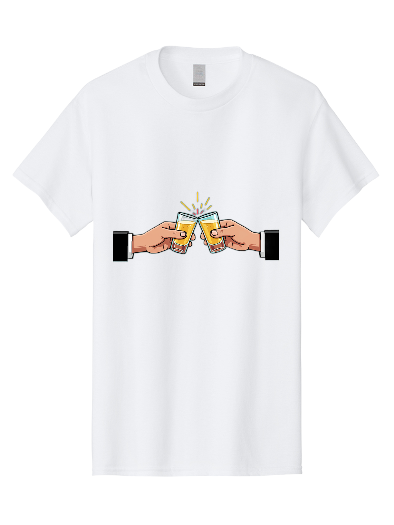 Hands-Toasting Men'S Graphic Tee, 100% Cotton, Comfortable Casual Summer Wear, Machine Washable, Clinking Glasses, Beer Toast, Celebratory Drinks, Social Gathering, Friendship Bonding, Festive Atmosphere Baa780