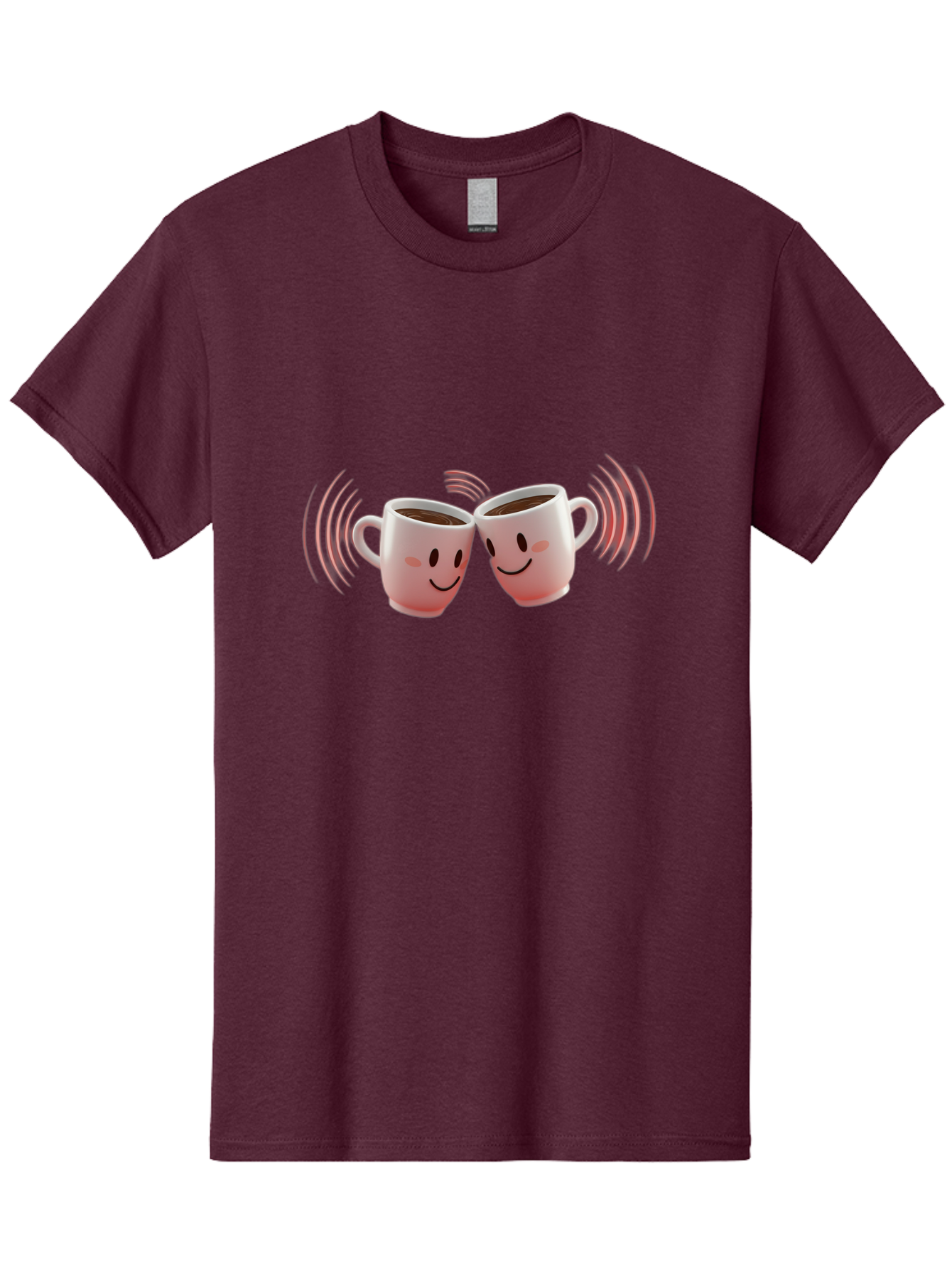Happy-Coffee-Cups Men'S Graphic Tee, 100% Cotton, Comfortable Casual Summer Wear, Machine Washable, Clinking Coffee Cups, Smiley Faces, Coffee Break, Happy Vibes, Social Bonding, Friendship, Joyful Moment, Cute Cartoon, Coffee Lovers Baa781